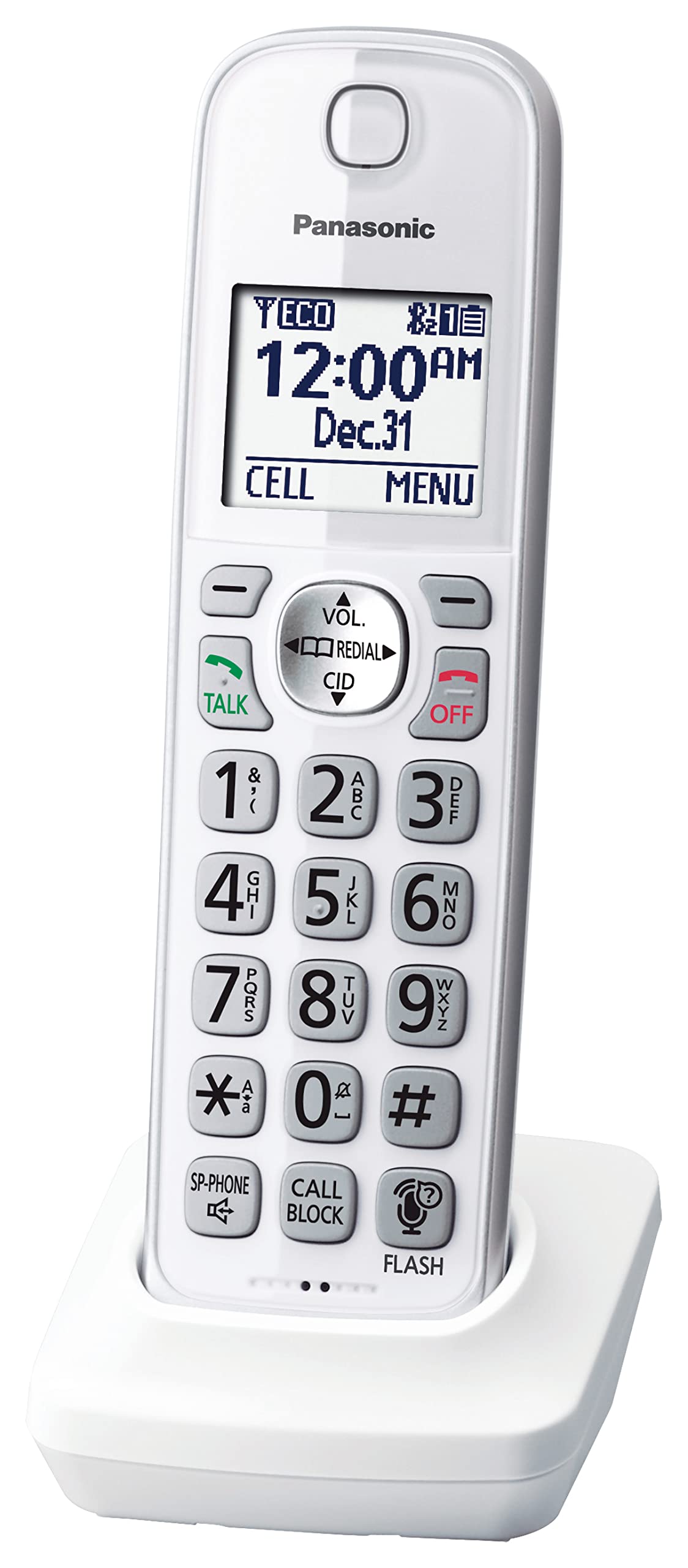 Panasonic DECT 6.0 Additional Handset for Cordless Phone System KX-TGD592, KX-TGD593 - KX-TGDA59CW, White