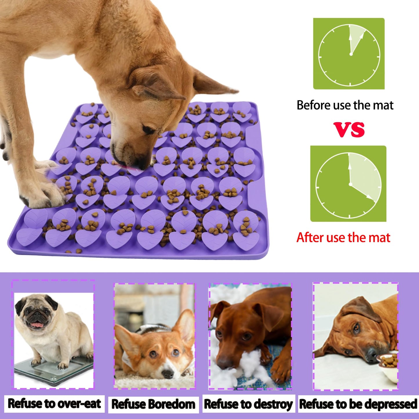 Femont Snuffle Mat for Large Dogs,Silicone Slow Feeder Lick Mat for Slow Eating,Training Smell,Encourages Natural Foraging Skill,Relieving Stress,Interactive Feed Game Toy