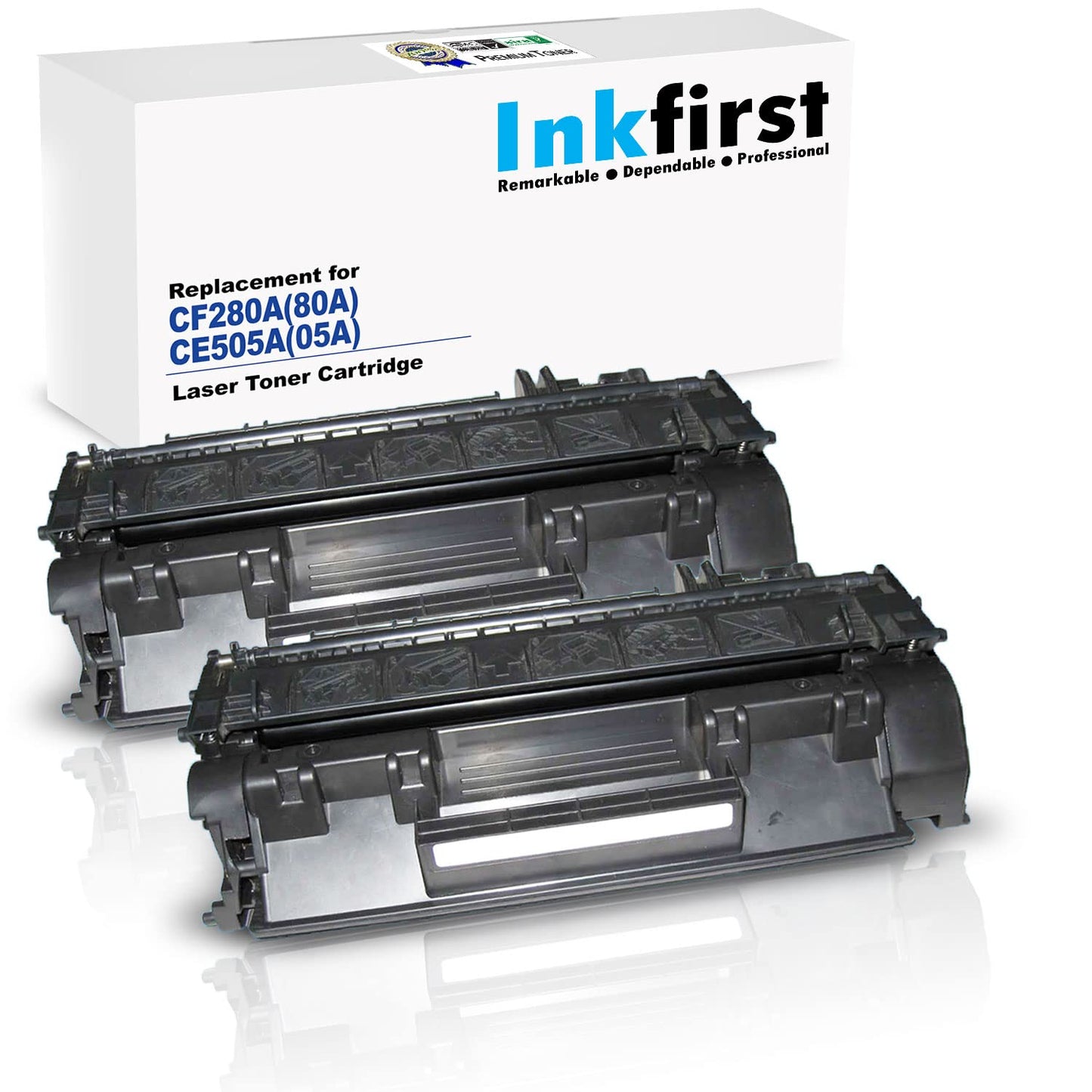2 Inkfirst Compatible Toner Cartridges Replacement for HP CE505A CF280A 05A 80A LaserJet P2035 P2035n P2055dn P2055x M425dn M401dw M401dn M401n