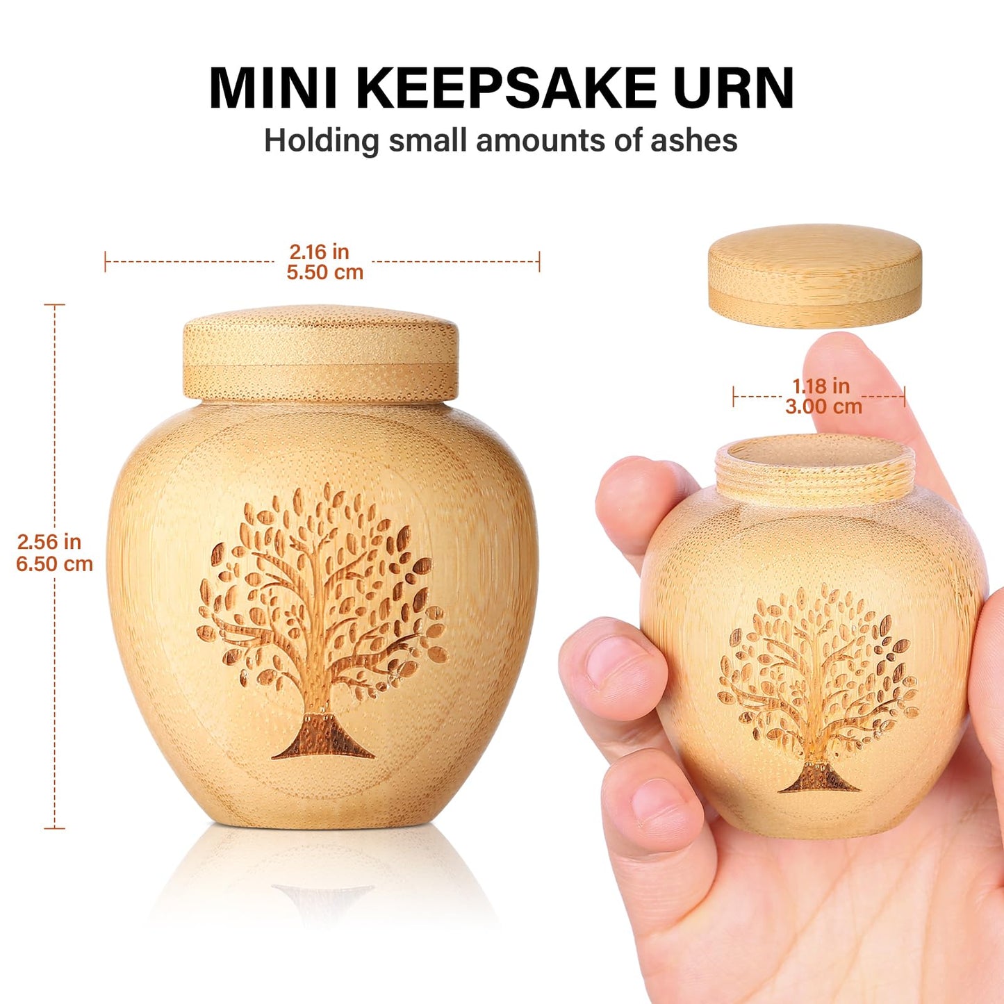 Small Keepsake Urns for Human Ashes Set of 4,Mini Urns for Ashes Made of Bamboo with Tree of Life Pattern Engraved,Small Cremation Urns for Human Ashes Adult Male Female