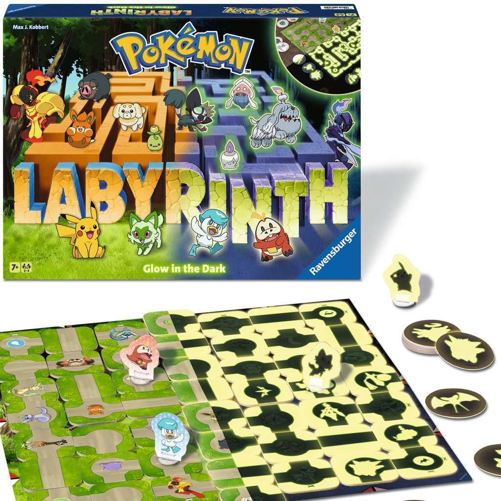 Ravensburger 22705 - Pokémon Labyrinth Glow in The Dark - Sliding Fun with Your Favorite Pokémon - Playable in Light and Dark for 2-4 Players Ages 7 and Up