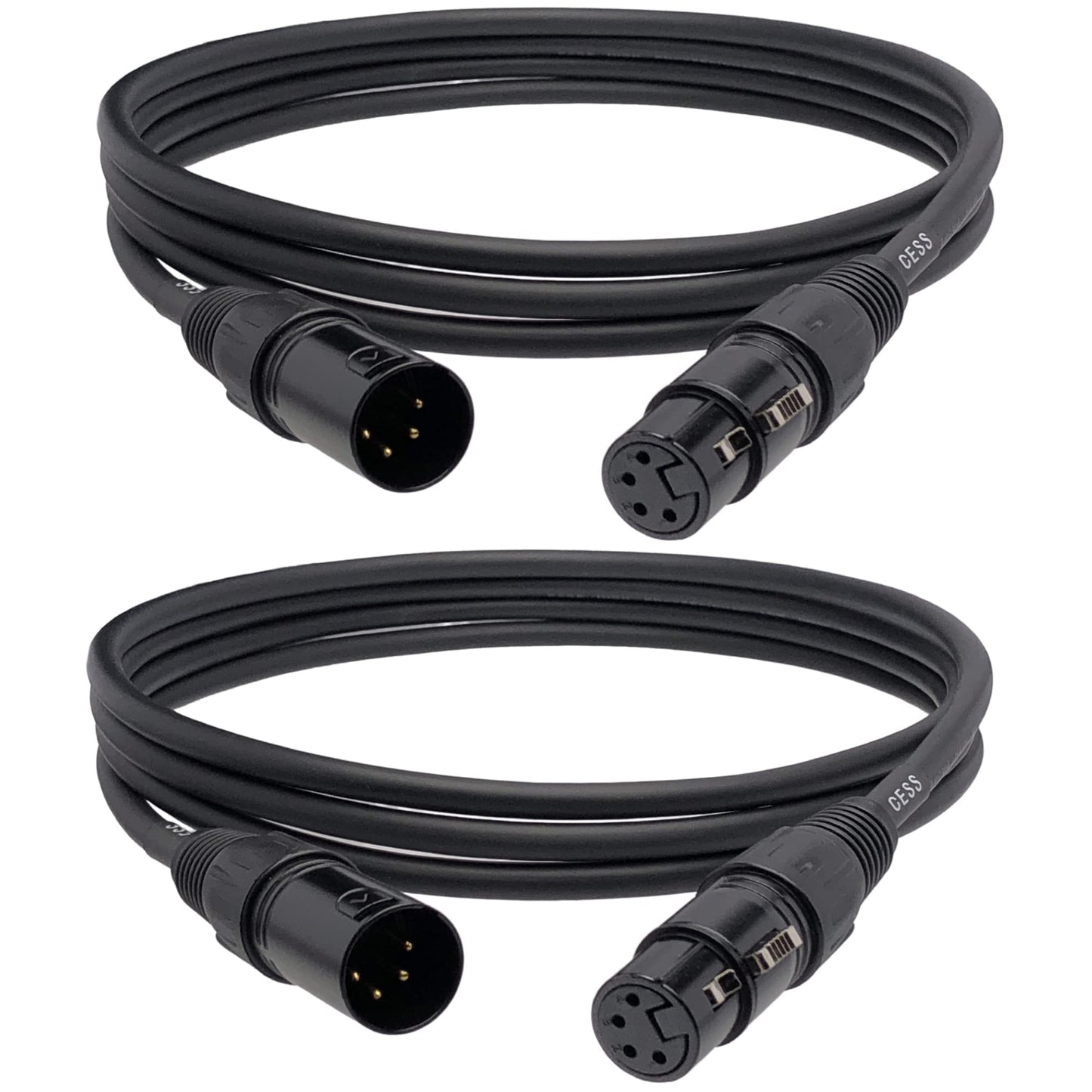 CNCESS CESS-193-6fx2 4 Pin XLR Female to Male Cable - Flexible Microphone Cable with Reinforced Silicone Seal, Durable Connector for Long-Term Use, Pre-Soldered for Secure Connection (6 Feet, 2-Pack)