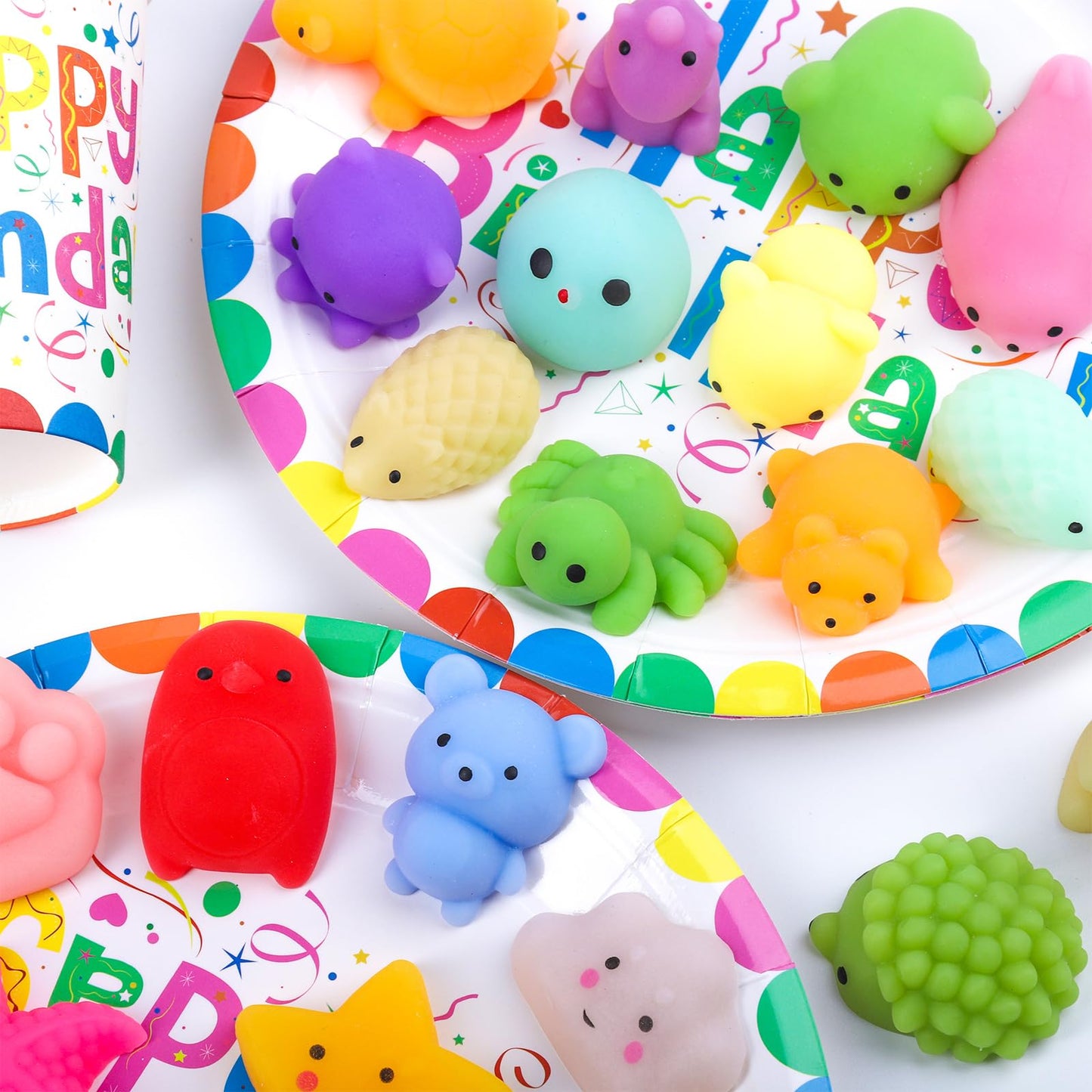 ASONA 200 Pcs Mochi Squeeze Animal Toys (Random) Kawaii Squeeeze Toy Set for Kids, Mini Soft Stress Relief Toys for Gifts Birthday Party Favors, Classroom Prize, Pinata Loot Goodie Bag Fillers