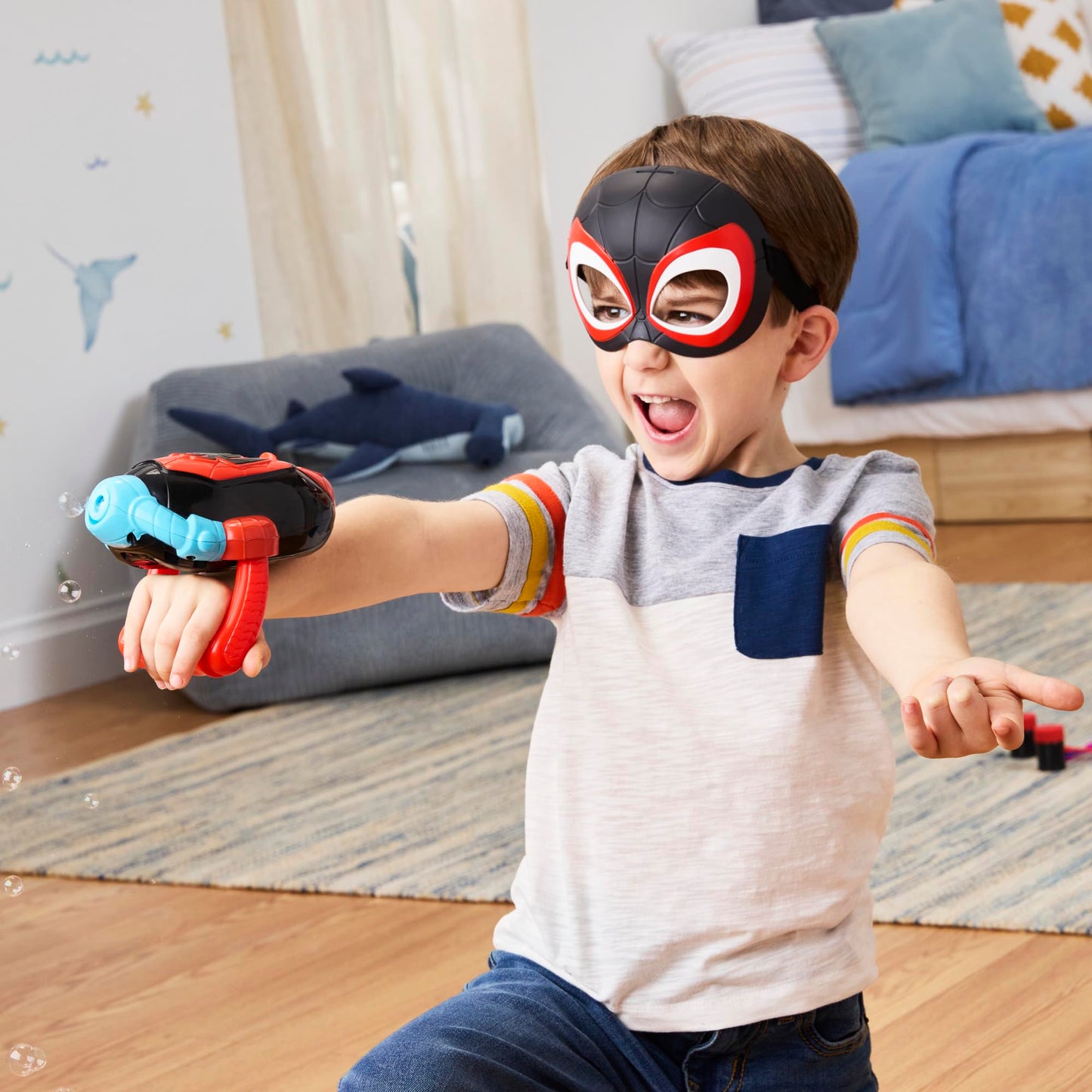 Marvel Spidey and His Amazing Friends Water-Webs Miles “Spin” Morales Electronic Bubble Slinger Role Play Set with Mask, Super Hero Toys for Kids, Ages 3+ (Amazon Exclusive)