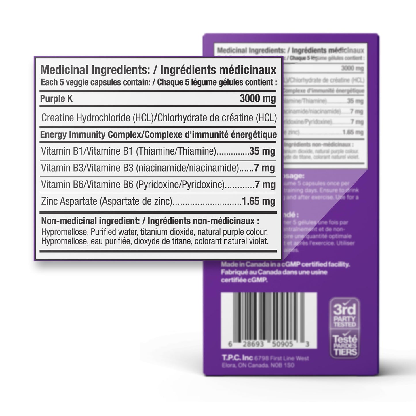 PURPLE-K King of Creatine Capsules for Muscle Growth, Enhance Strength & Performance, Up to 60% Better Creatine Absorption, No Bloating, No Loading and No Subdermal Water Retention with the Inclusion of the Energy Immunity Complex- 150 Veggie Pills