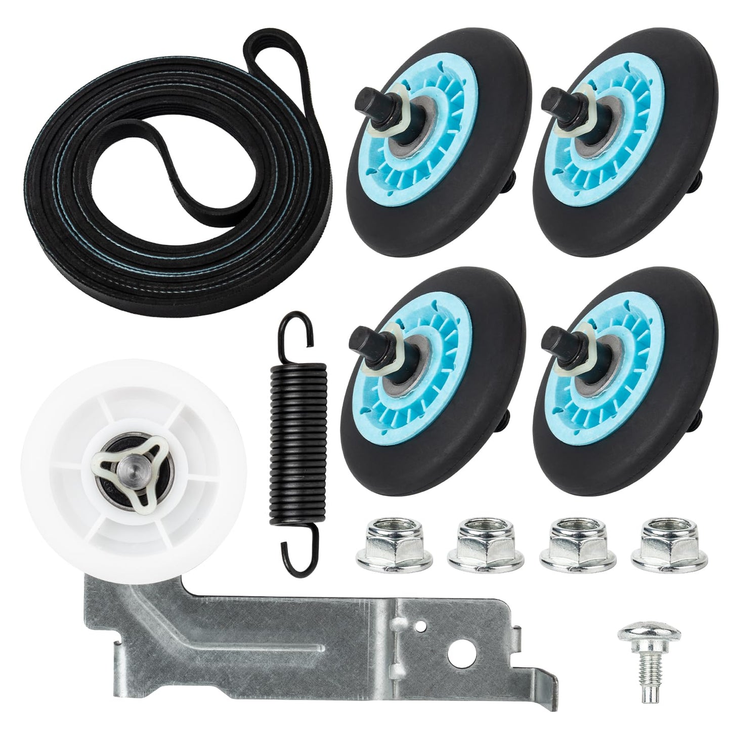 Upgraded Replacement for Sam-sung dryer parts DC97-16782A Dryer Roller, 6602-001655 Dryer Belt, DC93-00632A Dryer Idler Pulley, DC61-01215B Spring