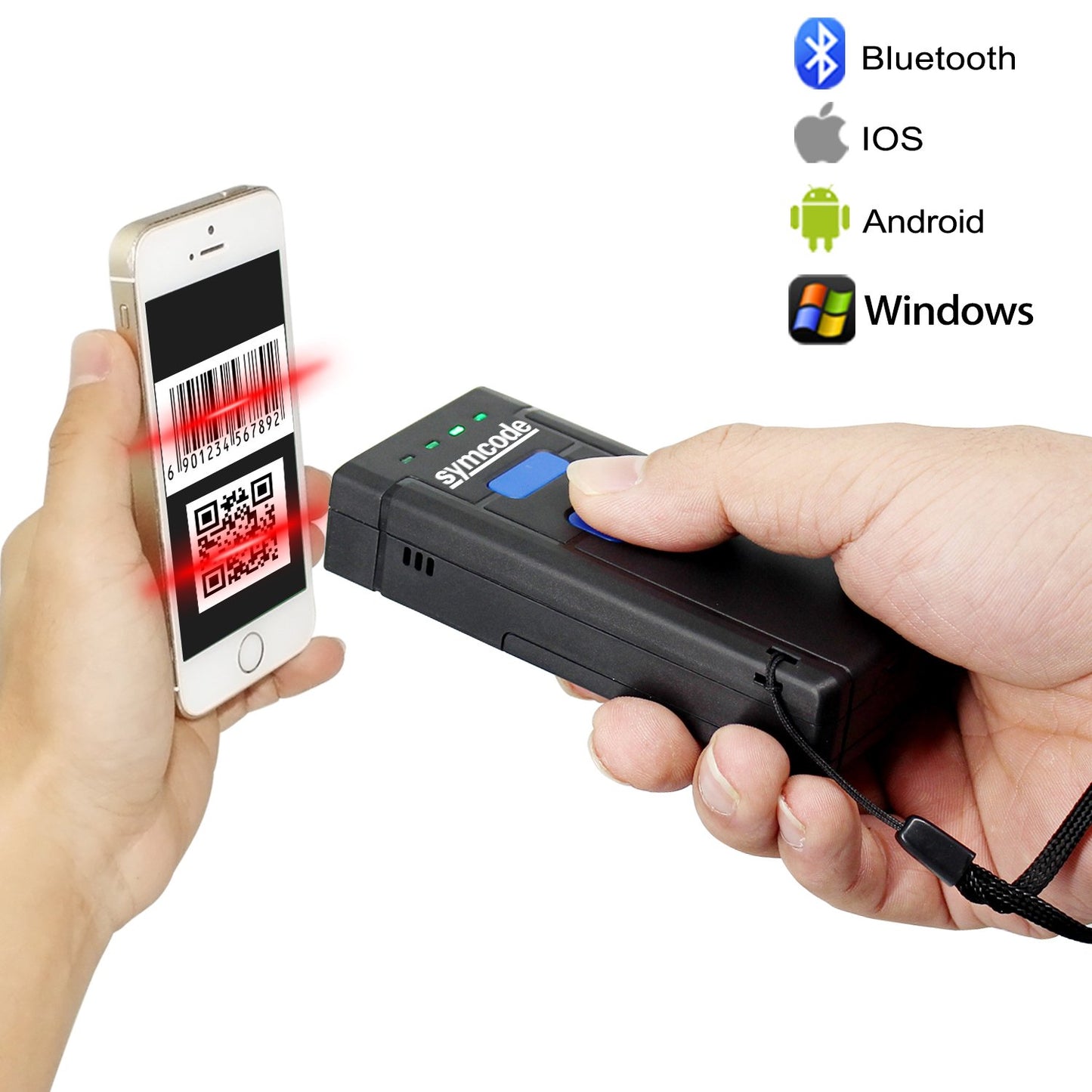 2D Bluetooth Barcode Scanner,Symcode Portable Wireless Handheld CMOS Barcode Scanner Reader for POS/Android/iMac with Bluetooth 4.0 Receiver