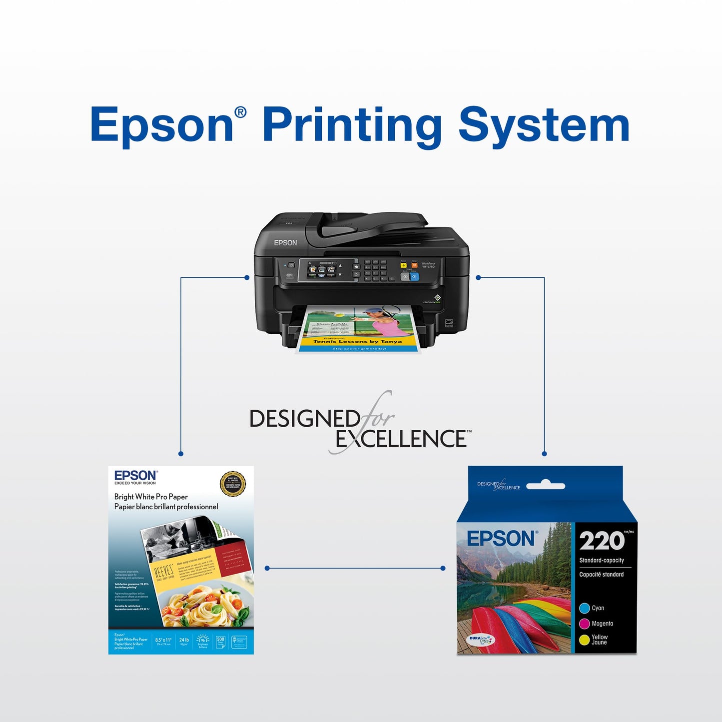 Epson T220120-BCS 220, Black and Colour Ink Cartridges, C/M/Y/K 4-Pack