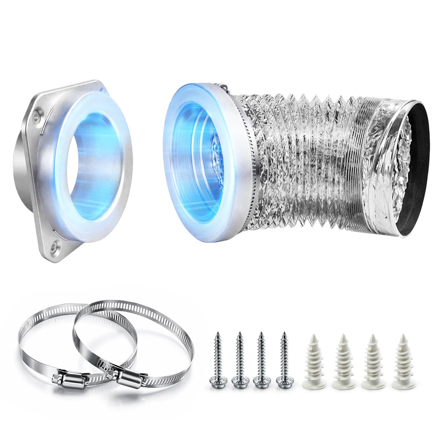 Fuzqq Magnetic Dryer Vent Coupling DV180 Airtight Seal Dryer Vent Connector Kit,Dryer Vent Hose with Quick Connector,Easy to Install,2.6ft 4" Duct with 2 Clamps
