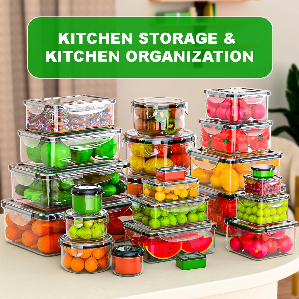 62 Pcs Large Food Storage Containers with Lids Airtight,Total19400ML(31 Containers&31 Lids)- Plastic Food Container for Kitchen Organization