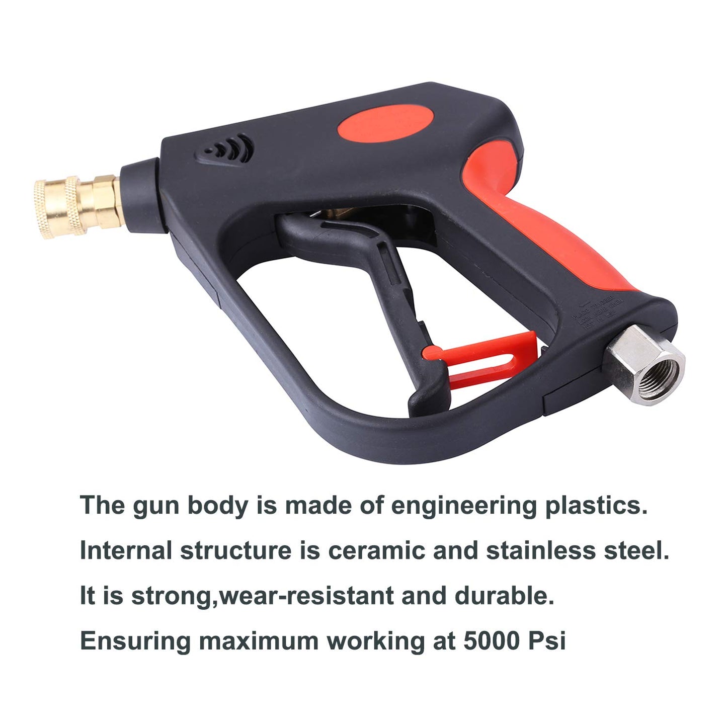 CREEXEON Pressure Washer Short Gun, Commercial 5000 PSI / 10.5 GPM, Swivel Inlet, 3/8 Inch M22 14mm and M22 15mm, With 5 Spray Tips,3 Adapters Inclued,Sturdy Design Universal for Most Pressure Washers