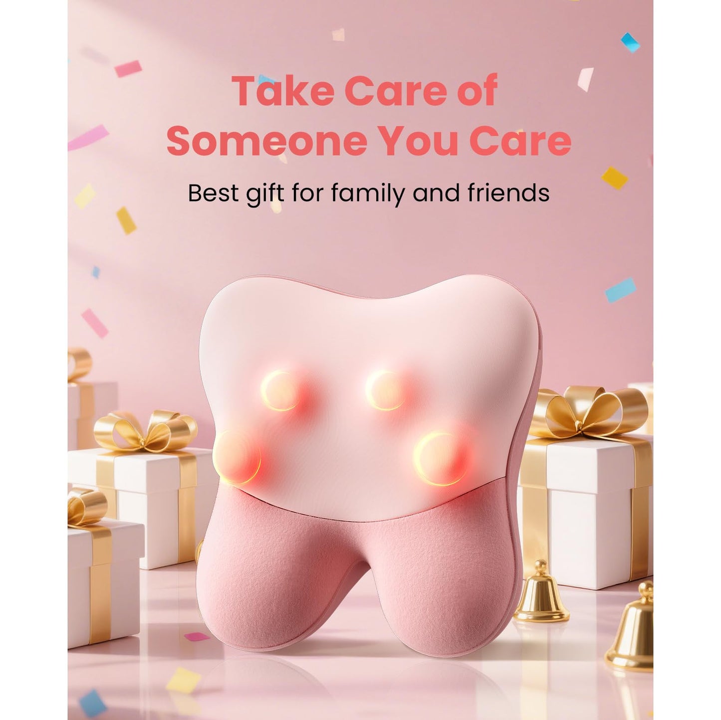 BOB AND BRAD Back Massager with Heat, EZBack Neck Massager Pink