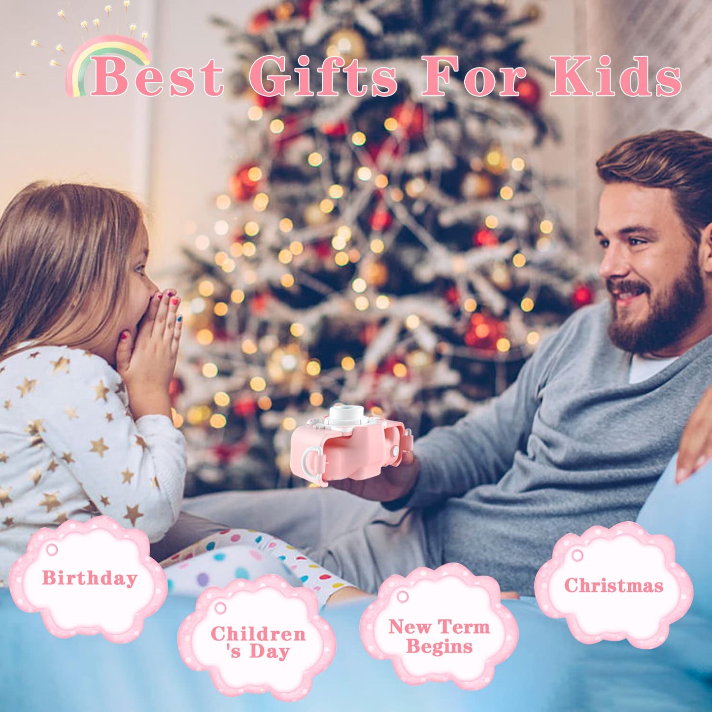 CIMELR Kids Camera Toys for 3 4 5 6 7 8 9 10 11 12 Year Old Boys/Girls, Kids Digital Camera for Toddler with Video, Christmas Birthday Festival Gifts for Kids, Selfie Camera for Kids, 32GB SD Card