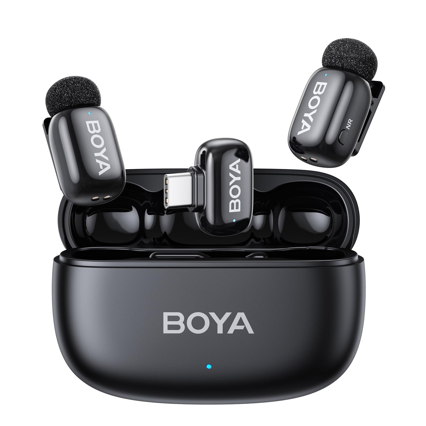 BOYA mini 2 Wireless Microphone for iPhone 15/16/17 & Android, AI Noise Cancellation, 48 kHz/24 Bit, App Control, 30H Battery Life with Charging Case, Wireless Lavalier Microphone for Vlogging Podcast