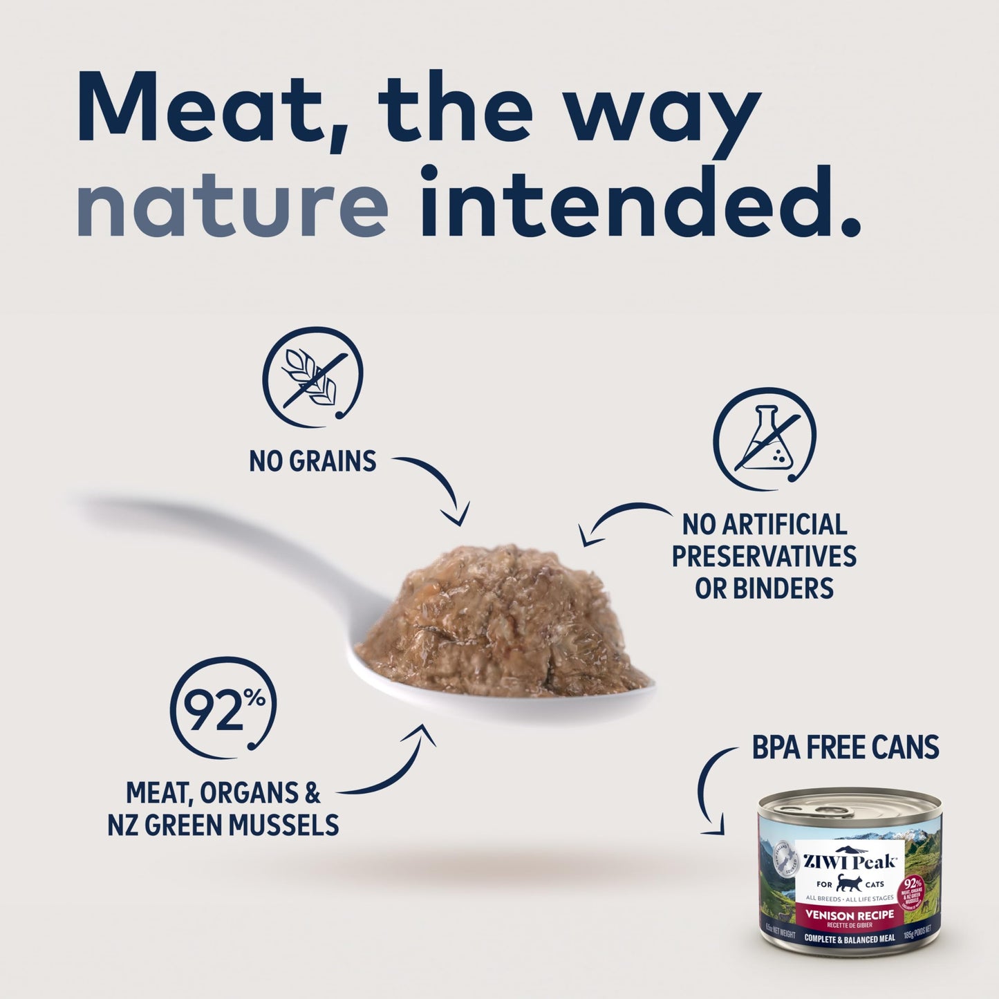 ZIWI Peak Canned Wet Cat Food – All Natural, High Protein, Grain Free, Limited Ingredient, with Superfoods (Venison, Case of 12, 185 g Cans)