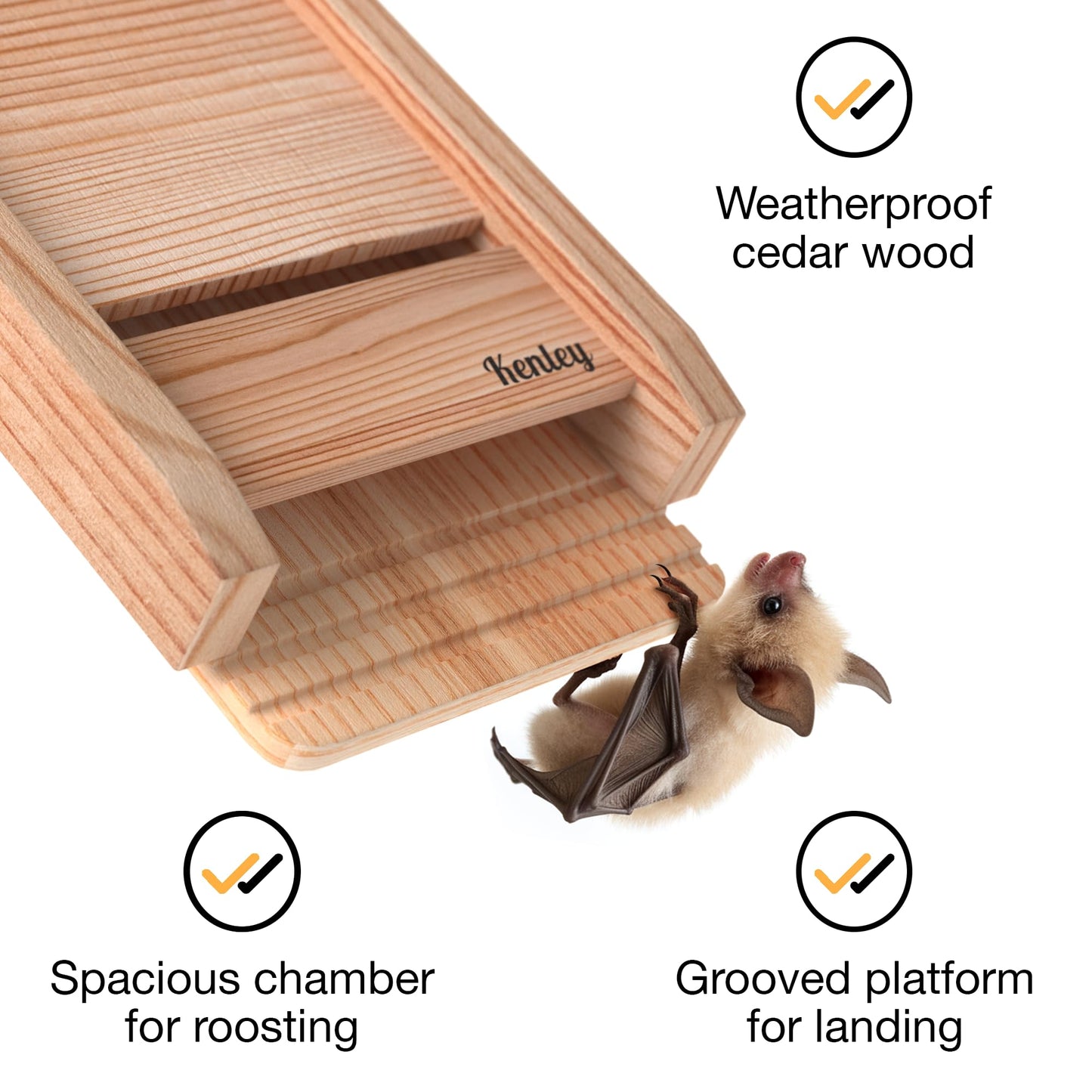 Bat House - Outdoor Bat Box Shelter with Single Chamber - Handcrafted from Cedar Wood - Easy for Bats to Land and Roost - Weather Resistant & Ready to Install