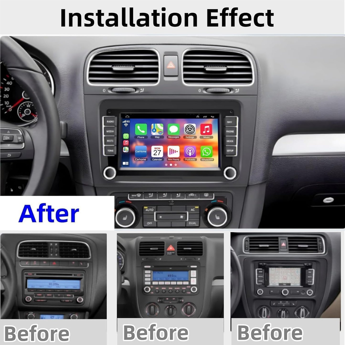 (4G RAM 64G ROM) Car Radio for VW Passat MK5 MK6 Jetta Golf tiguan, Android 13 7 Inch 5G WiFi Volkswagen Stereo Support Carplay/Android Auto,GPS Navigation with Bluetooth,Backup Camera,SWC/FM Radio