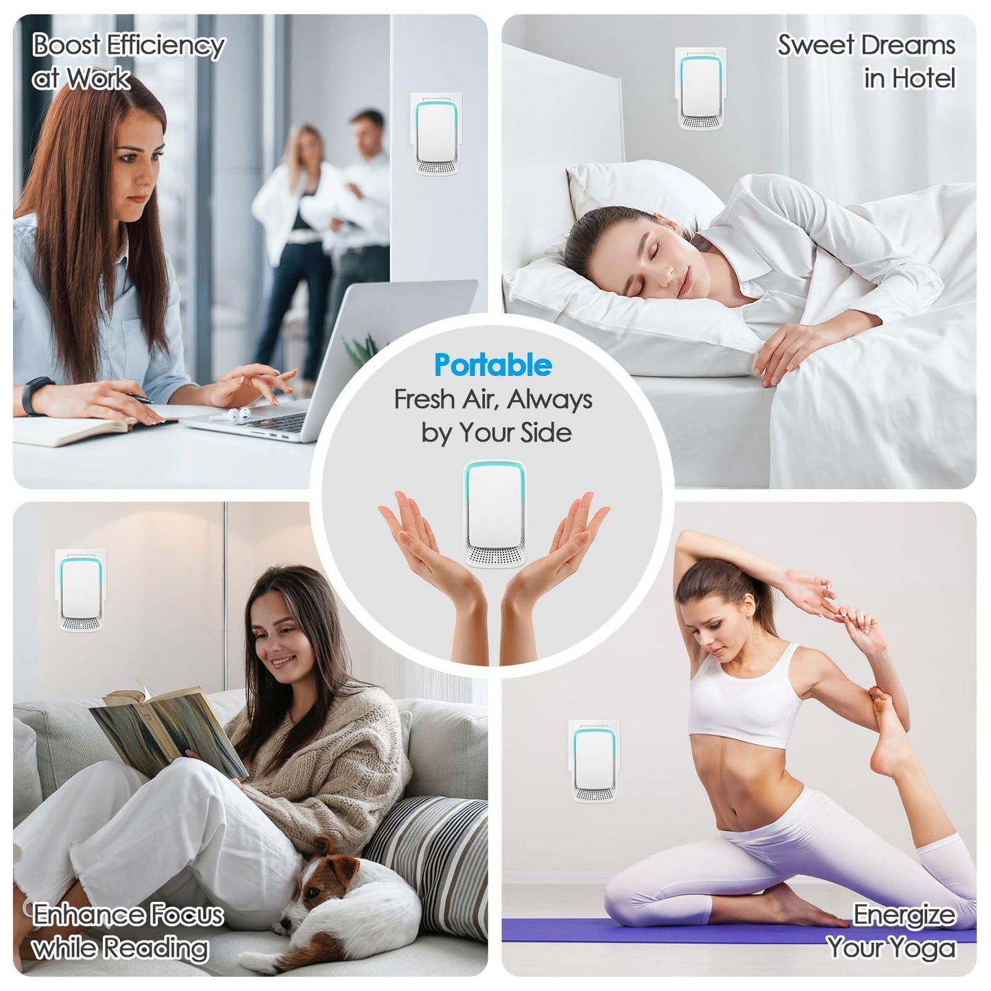 6 Pack Plug In Air Ionizers, Quiet Operation Air Freshener for Home, Office, Bedroom, Kitchen, Garage Room, Portable Air Purifiers, Pets Smell - Air Cleaner (White)