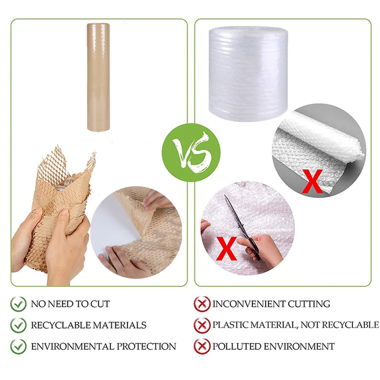 Honeycomb Packing Paper, 12" x 400' Honeycomb Cushioning Wrap Roll for Moving Shipping Packaging Gifts, Recyclable Honeycomb Paper Bubble Paper Wrapping with 20 Fragile Sticker Labels