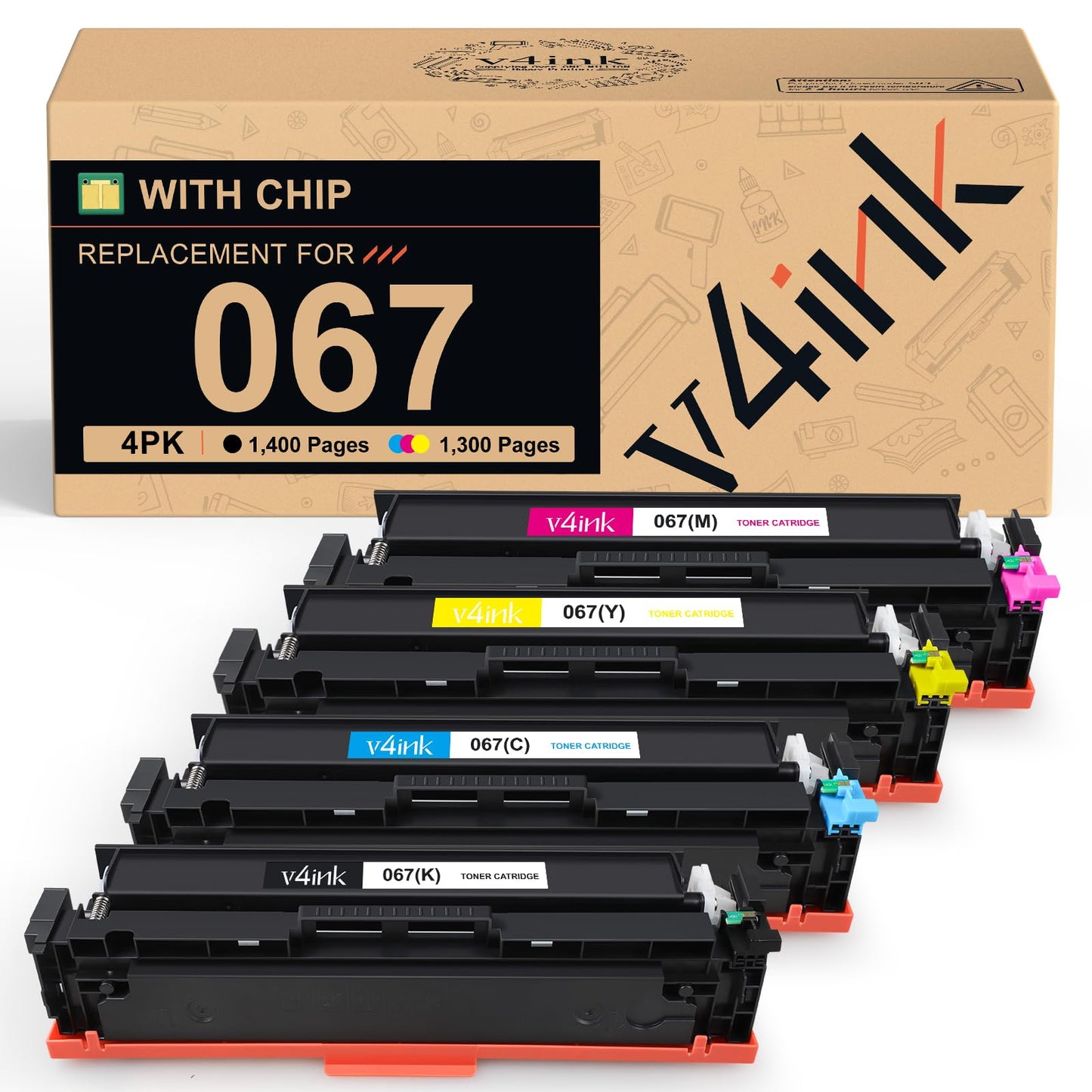 067 Toner Cartridge Compatible Replacement for Canon 067 CRG067 Toner Cartridge for use with Canon Color imageCLASS MF650 LBP630 Series LBP632Cdw MF654Cdw MF653Cdw MF656Cdw MF652Cw Printer 4Pack