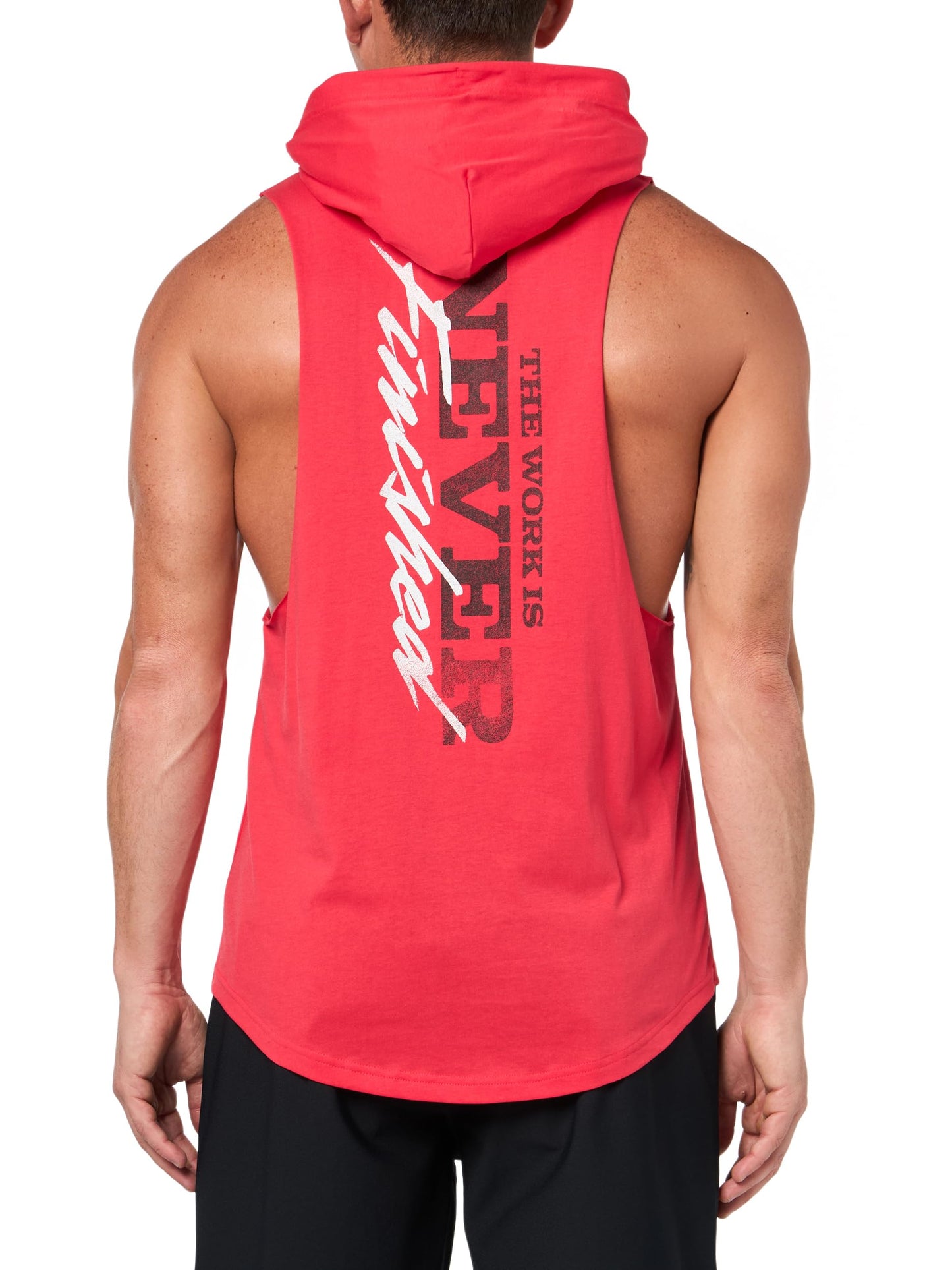 Under Armour Men's Project Rock Sleeveless Hoodie, (989) Lava Red / / White, Medium