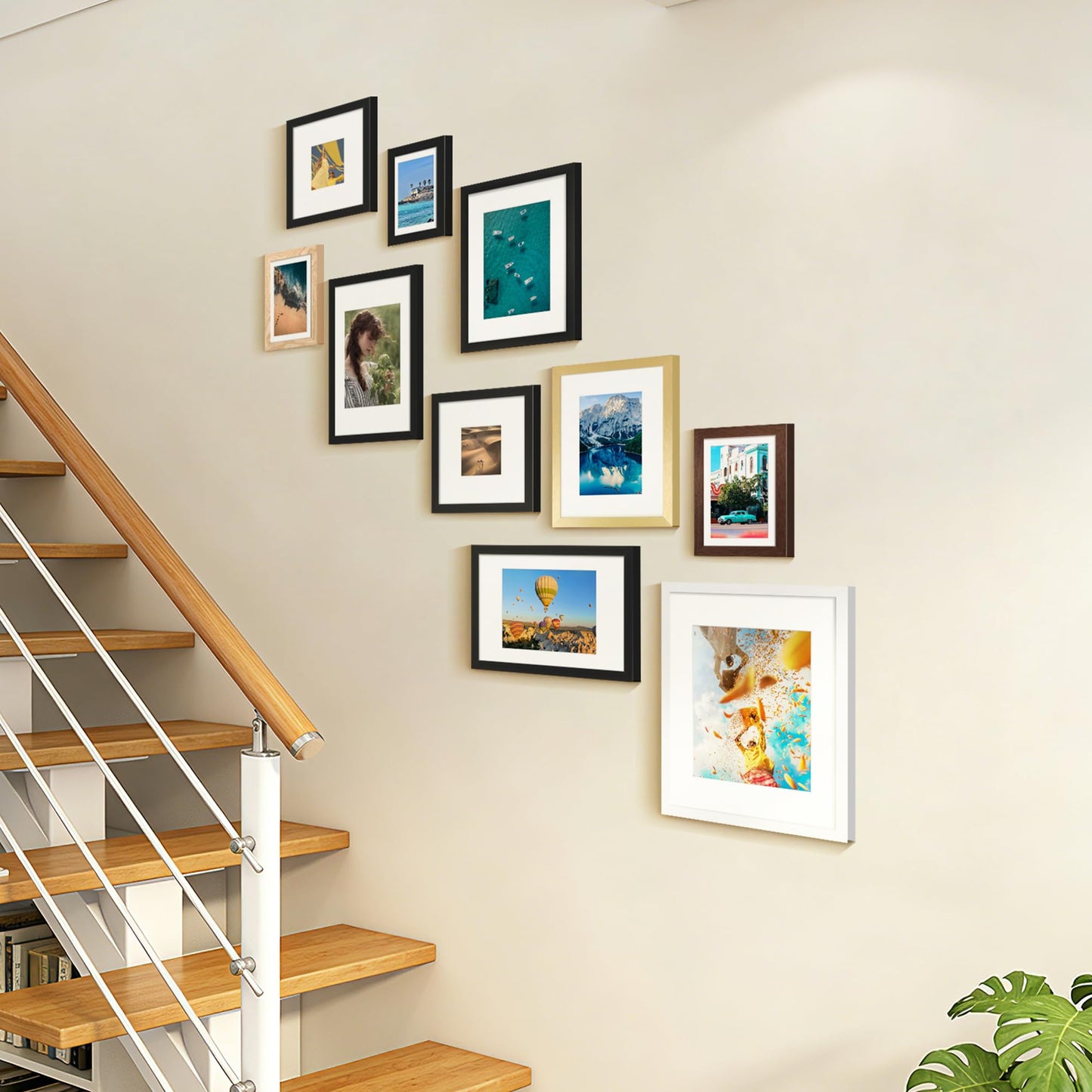 upsimples 5x7 Picture Frame Set of 10,Multi Photo Frames Collage for Wall or Tabletop Display,Black