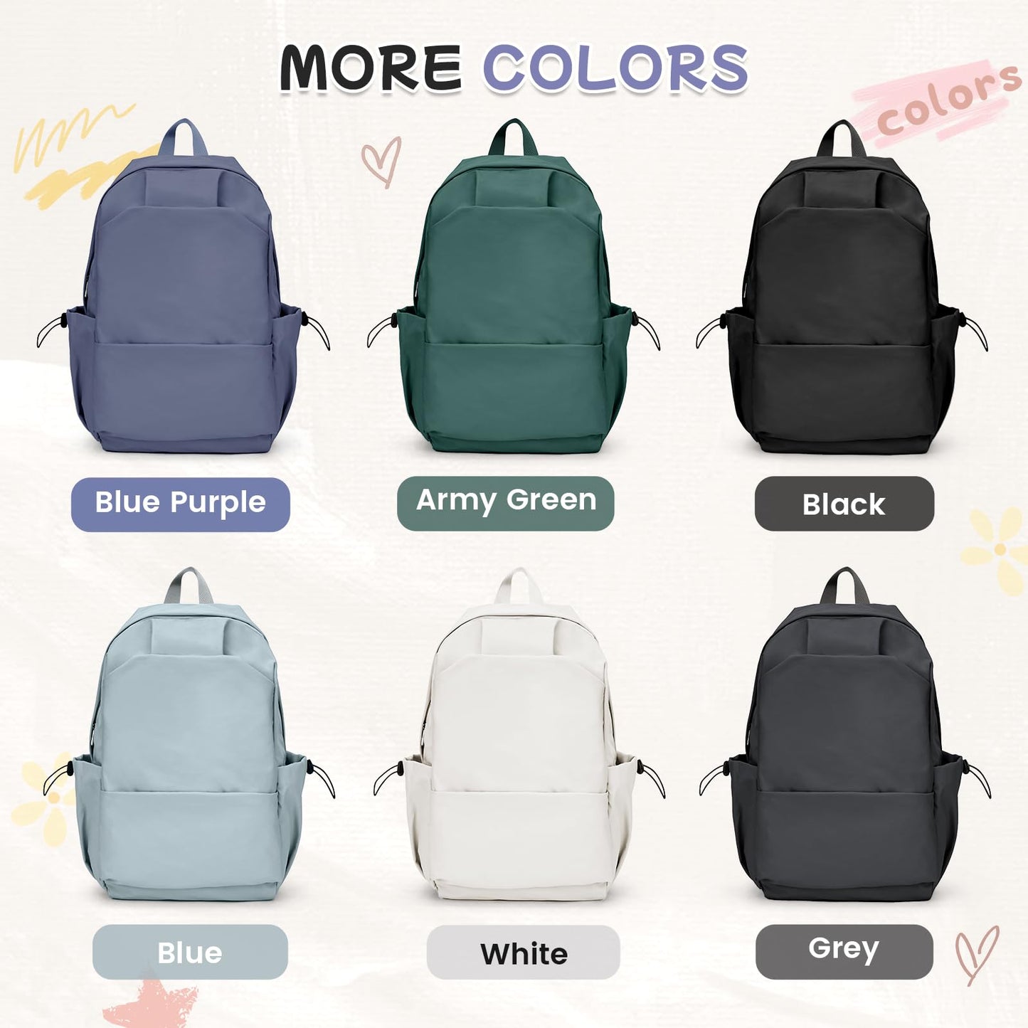 School Backpack for Women Men College High School Bag for Boys Girls Casual Daypack Laptop Backpack Waterproof Black Bookbag