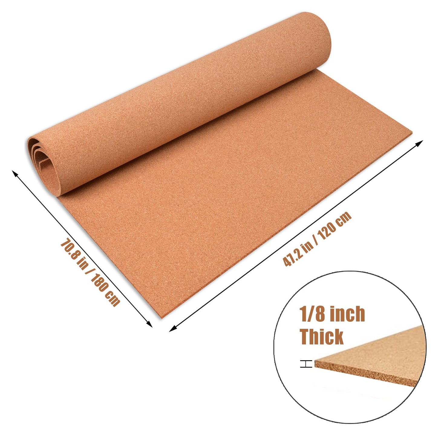 3mm Self-Adhesive Cork Board Roll, 1/8" Thick Cork Boards for Walls,11.8"x47" Cork Board Roll for Office, Home, School(120 * 180,Y)