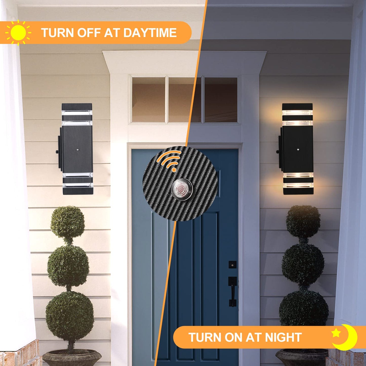 TEBLAMPUE Porch Lights with GFCI Outlet 2 Pack, Dusk to Dawn Outdoor Lights with Outlet, IP65 Waterproof Anti-Rust Exterior Light Fixture Outside Wall Sconce for House Porch Garage Front Door
