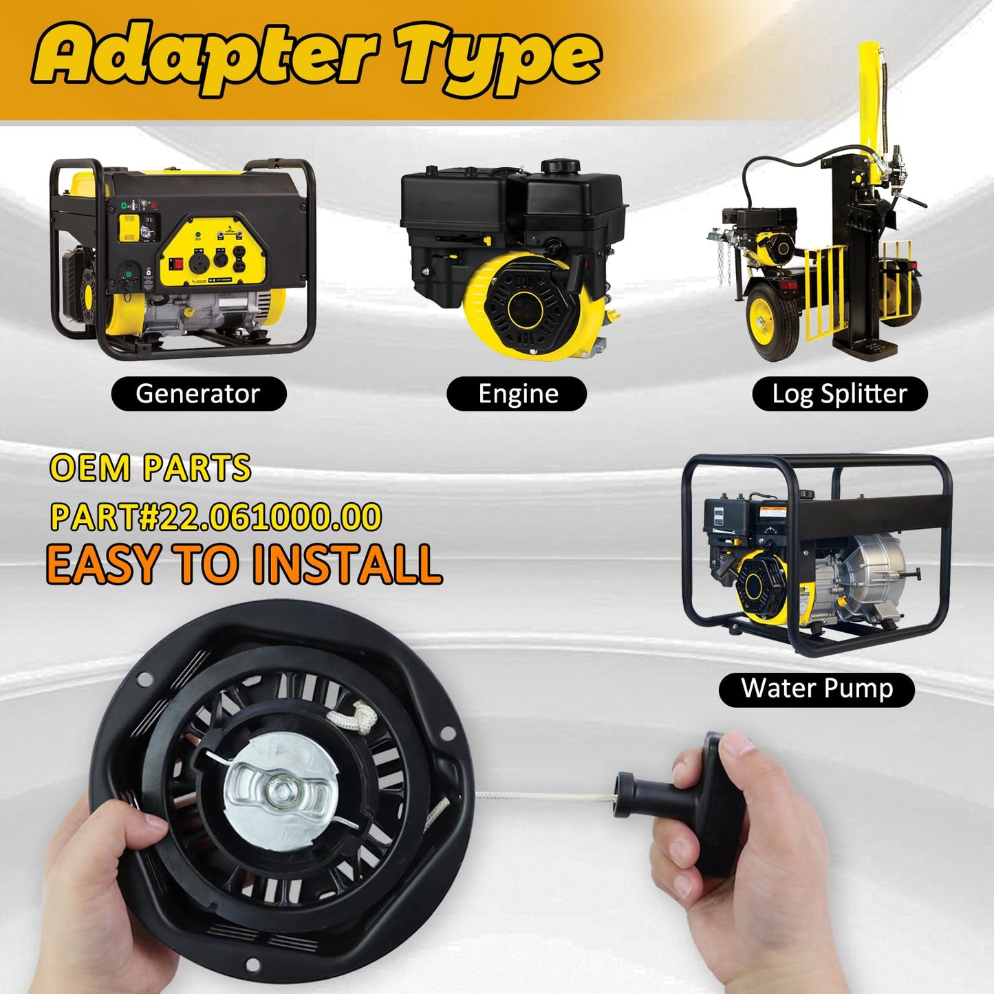 WOTIAN Recoil Starter Compatible with Champion 212cc 196cc 224cc Pull Start Assembly Generator Parts 3500w 4000w Part#22.061000.00