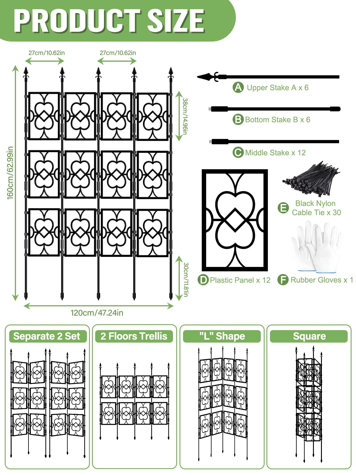 4 Sets Garden Trellis for Climbing Plants, Kalolary 5.5FT Plastic Love Screen Plant Trellis Frame for Potted Plants Rustproof Thicken Cucumber Trellis Stand for Vines Flowers Vegetable Indoor Outdoor
