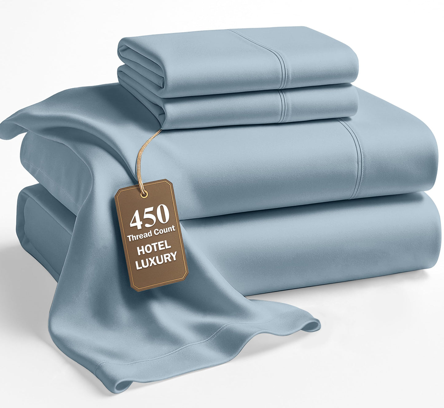 Lane Linen 100% Cotton Queen Sheet Set – 4-Piece, 450 Thread Count, Cooling & Breathable Deep Pocket Bed Sheets for Queen Bed – Forever Blue