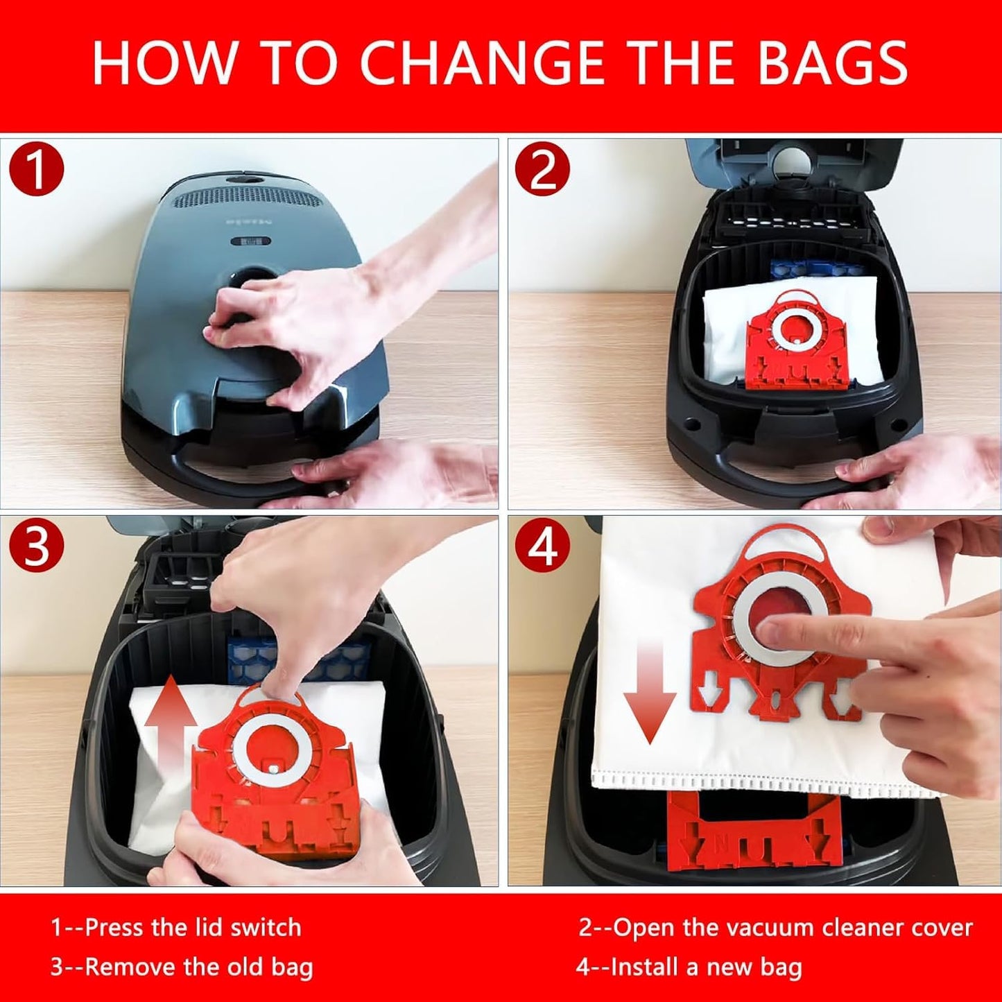 20 Pack Miele Vacuum Bags, Replacement for Miele FJM Vacuum Compact C2 Compact C1 Complete C1 S241 S290 S300i S500 S700 S4 S6 Series with 5 Motor Protection Filters 5 Air Clean Filters