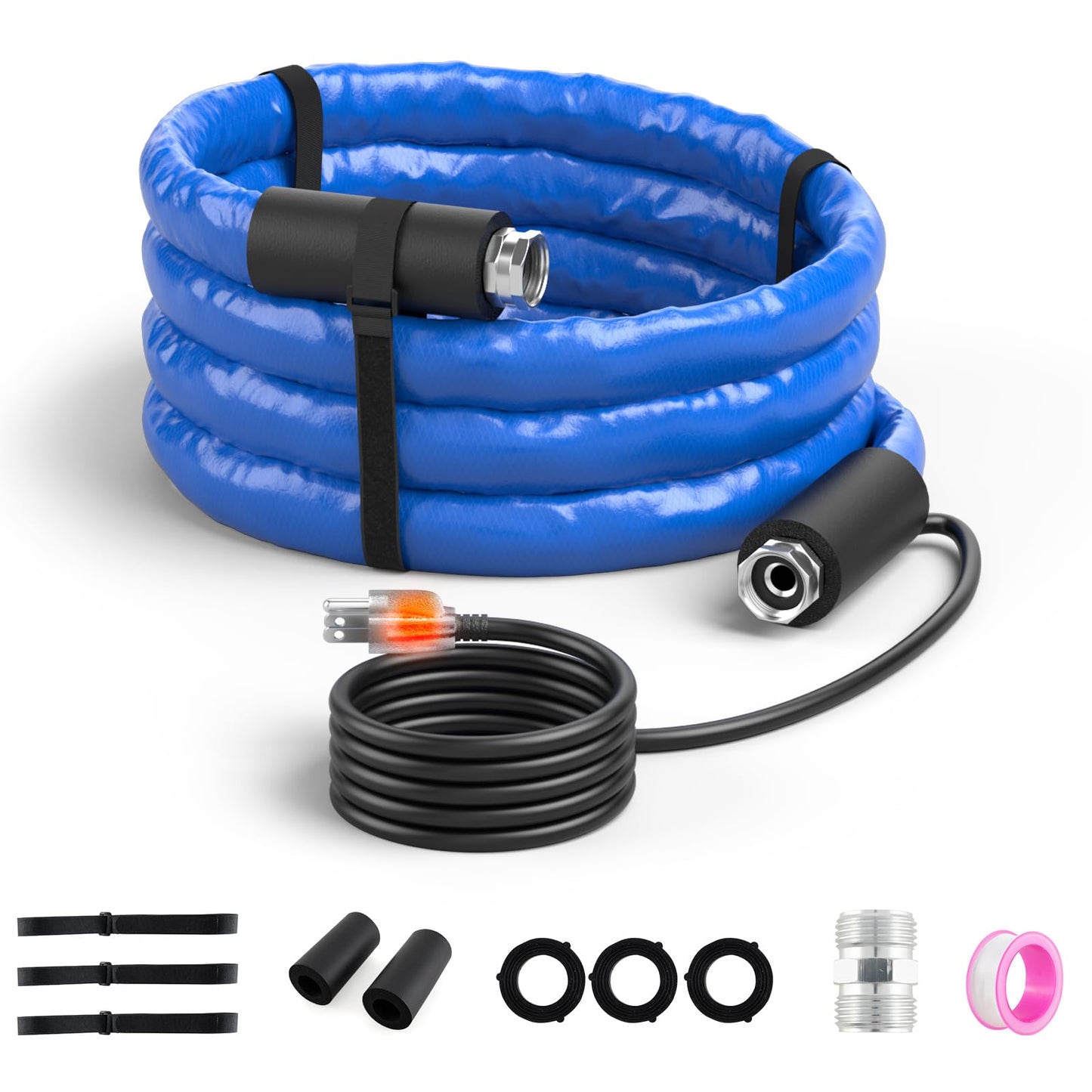 Goplus Heated Water Hose for RV, Heated Drinking Water Hose in Temperature Down to -45℉ with 3/4” GHT Adapter, 5/8” Inner Diameter, Lead & BPA-Free (15 FT)