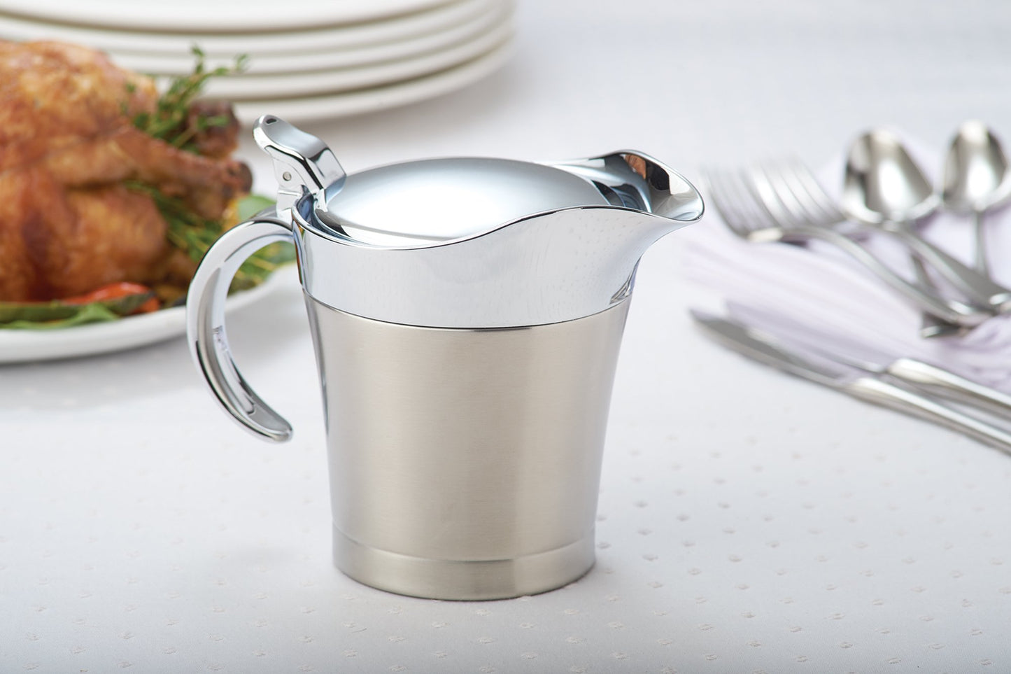 Fox Run Insulated Gravy Boat and Sauce Container, Stainless Steel Gravy Dish