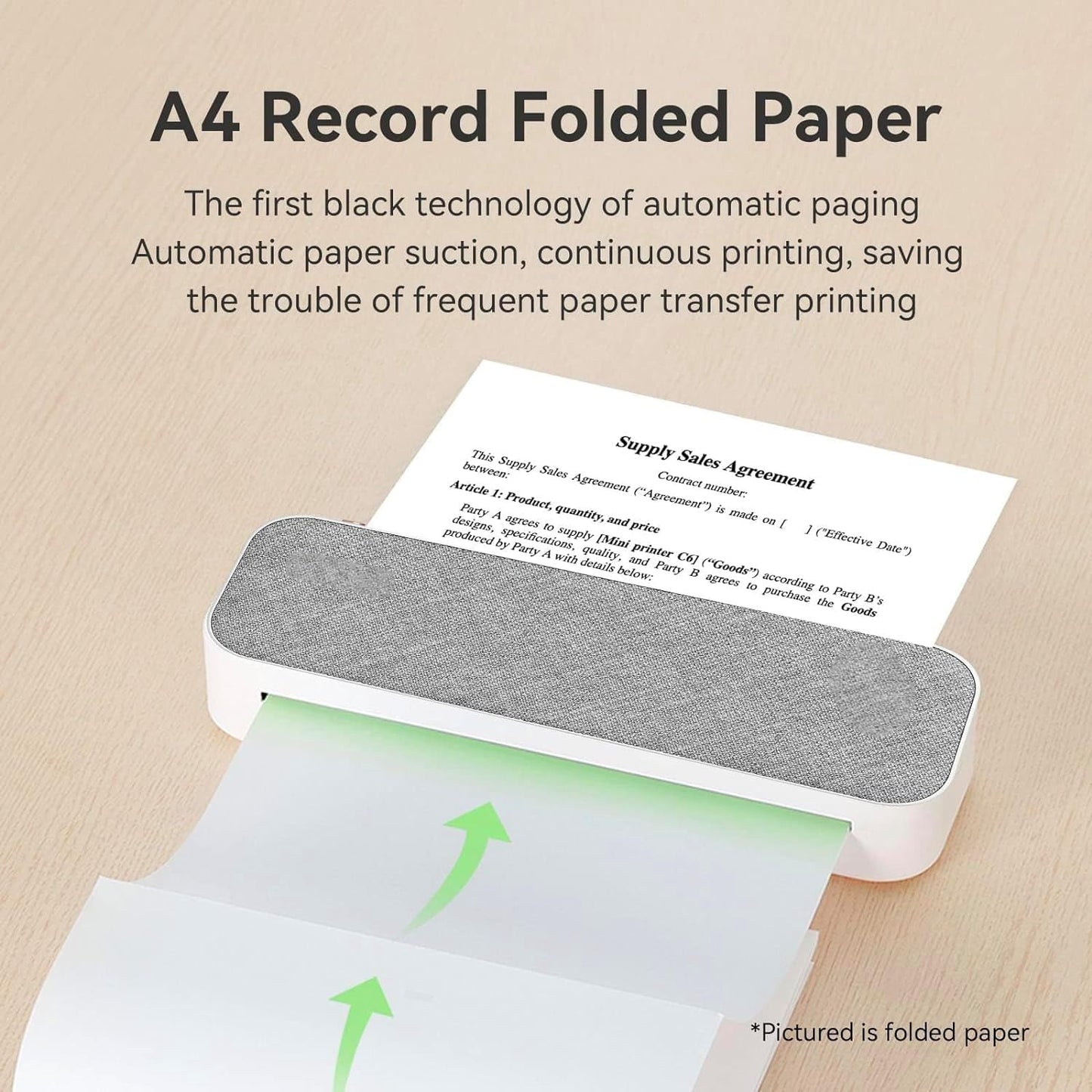 PeriPage A4 Thermal Paper, 210 x Φ30mm - 4 Rolls, Compatible with PeriPage A40, M08F, MT810 and Other Portable Printers, Printing Paper Size 8.26''x11.6''