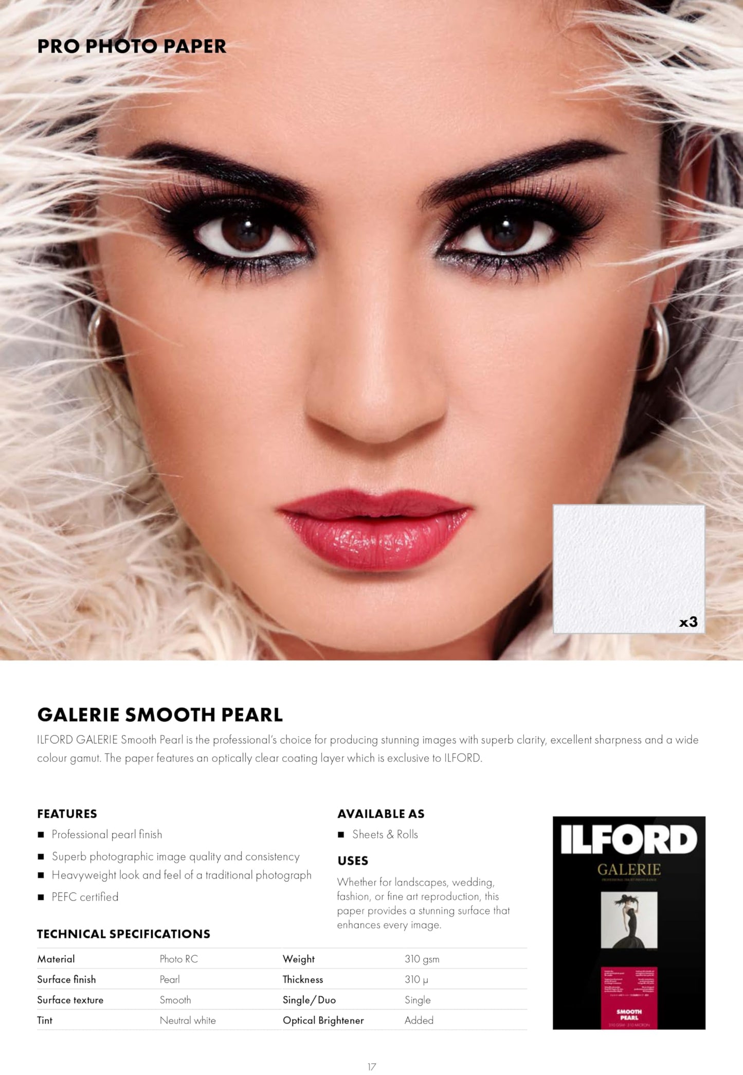 Ilford Galerie Prestige Smooth Pearl-5 x 7, 100 Sheets (2001744)