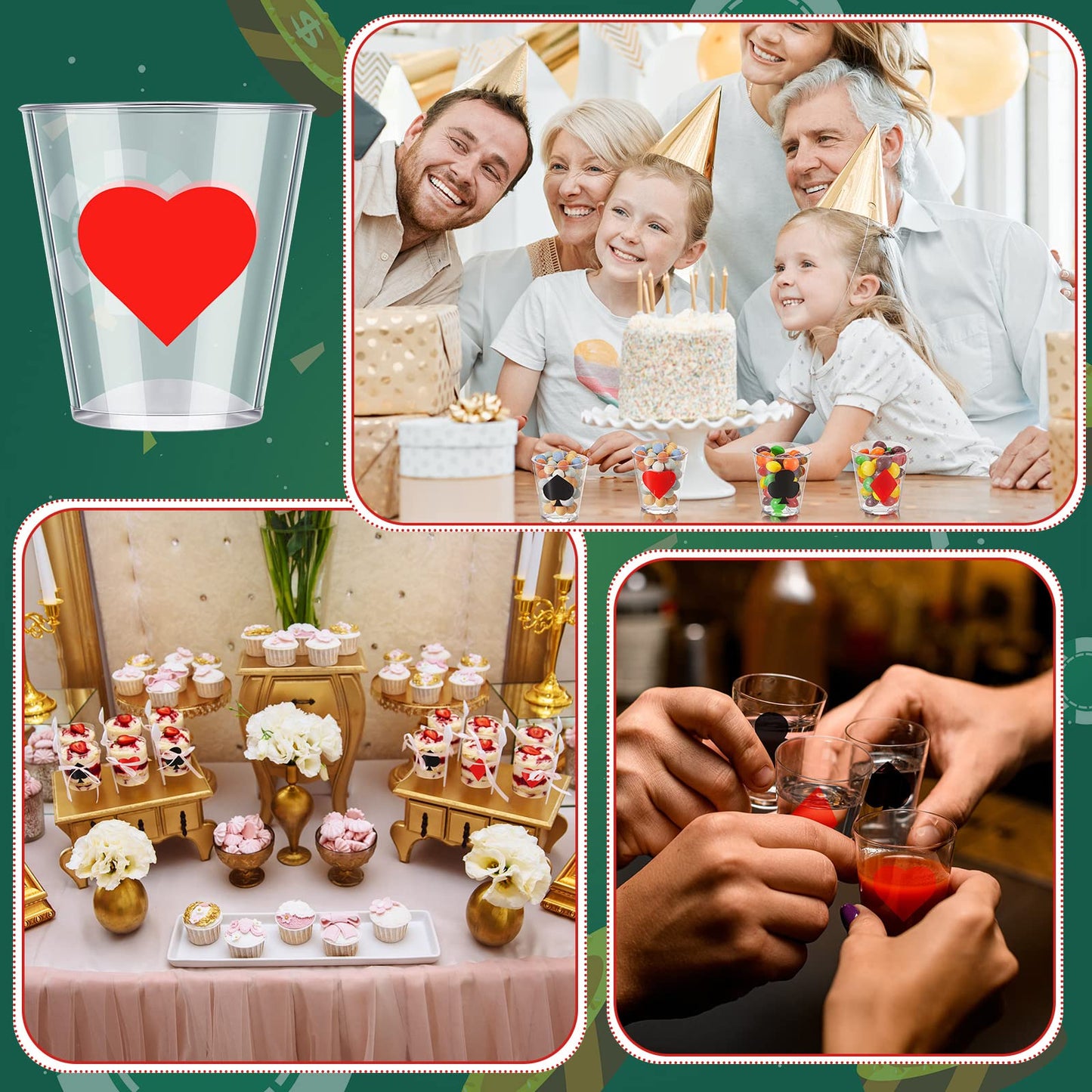 Zubebe 36 Pcs 2 oz Casino Shot Glasses Plastic Casino Cups Poker Shot Glasses for Las Vegas Themed Party Supplies Poker Night Decoration Game Favors