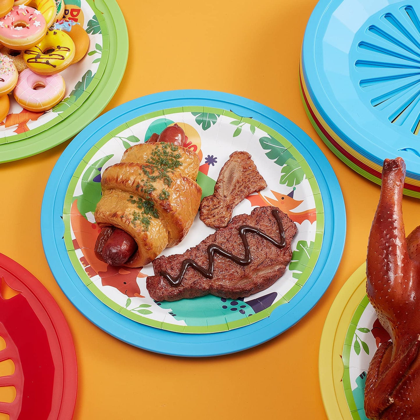 Tessco for you 24 Pcs Reusable Plastic Paper Plate Holders 10 Inch Heavy Duty Plastic Paper Plate Holder Set with Snap in Grooves for 9 Inch Plates, Dishwasher Safe for Picnic Party BBQ (Mixed Colors)