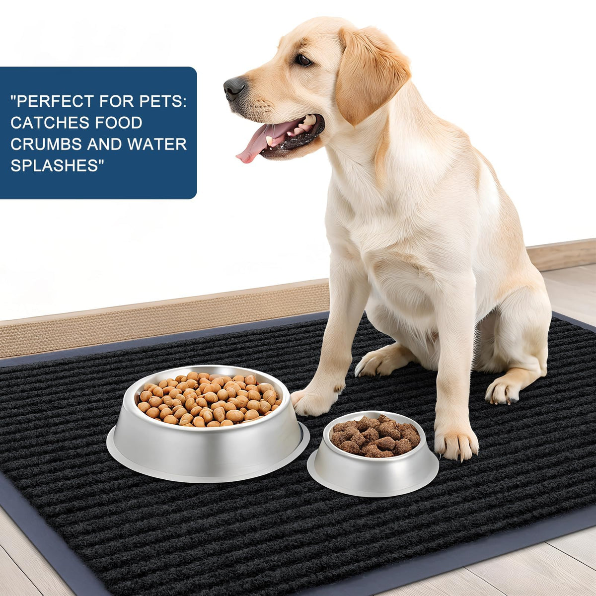 OLANLY Front Door Mat Indoor Outdoor Waterproof Doormat, Low Profile Non Slip Welcome Mat, Easy Clean Heavy Duty Durable Outdoor Mats for Entrance, 35"x23", Black