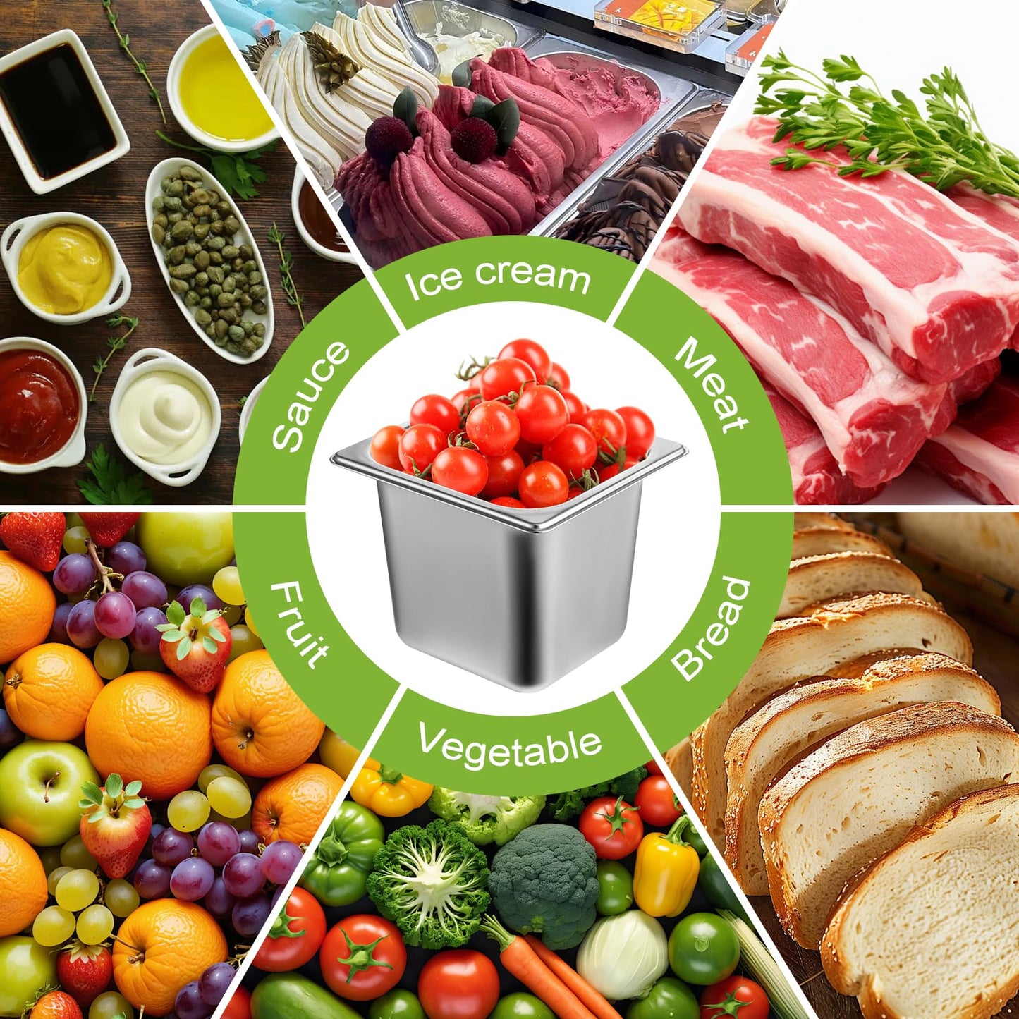 6 Pack Stainless Steel Hotel Pans with Lid 1/6 Size x 6" Deep Steam Table Pan 0.8 mm Thick Commercial Food Storage Containers Anti Jam Pan Stainless Steel Steamer Pan for Hotel Restaurant Buffet