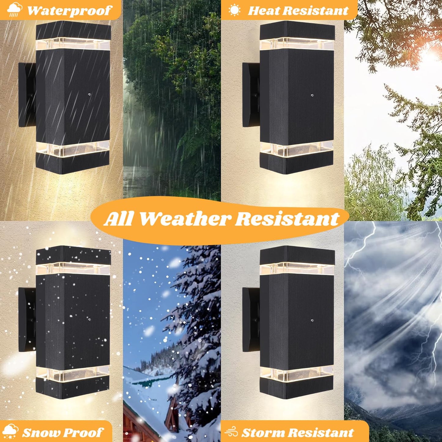 HCIDNLI Dusk to Dawn Sensor Outdoor Wall Light Fixture, Up Down LED Porch Wall Lights Sconce, Black Waterproof Exterior Lighting Wall Mount Aluminium Outdoor Lights for House