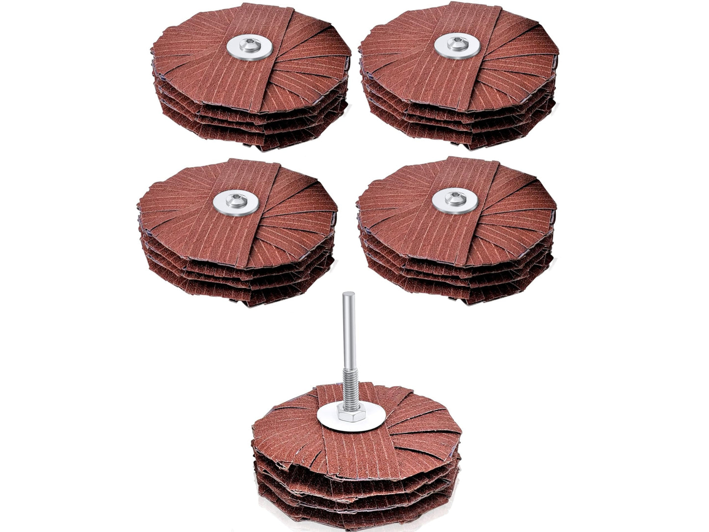 LINE10 Tools 4-inch Sanding Mop Kit, Moulding Flap Wheel Sander for Drill, 120 Grit Mop Sanders Brush, 1/4" Shank, Abrasive Flapper Sander for Woodworking, Contours, Finishing, Pack of 5