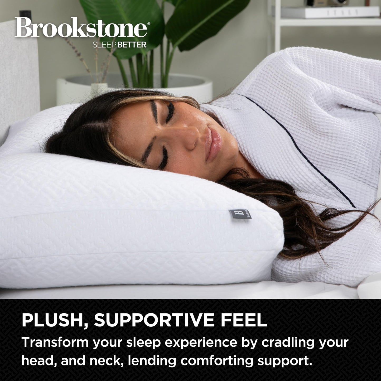 Brookstone TempSense Down Alternative Pillow Set - King Size Bed Pillows for Adults, Comfortable and Supportive Bedroom Pillows for Bed, Ideal for All Sleep Positions - 2 Pack, White