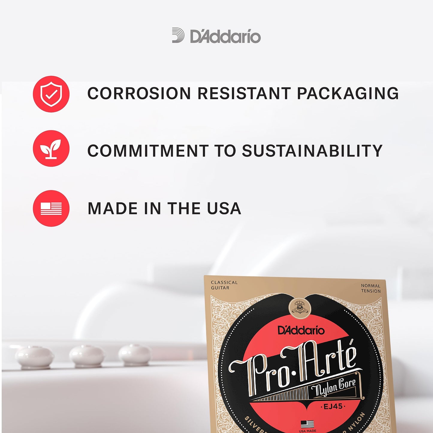 D'Addario EJ46-3D Pro-Arte Nylon Classical Guitar Strings, Hard Tension, 3 Sets