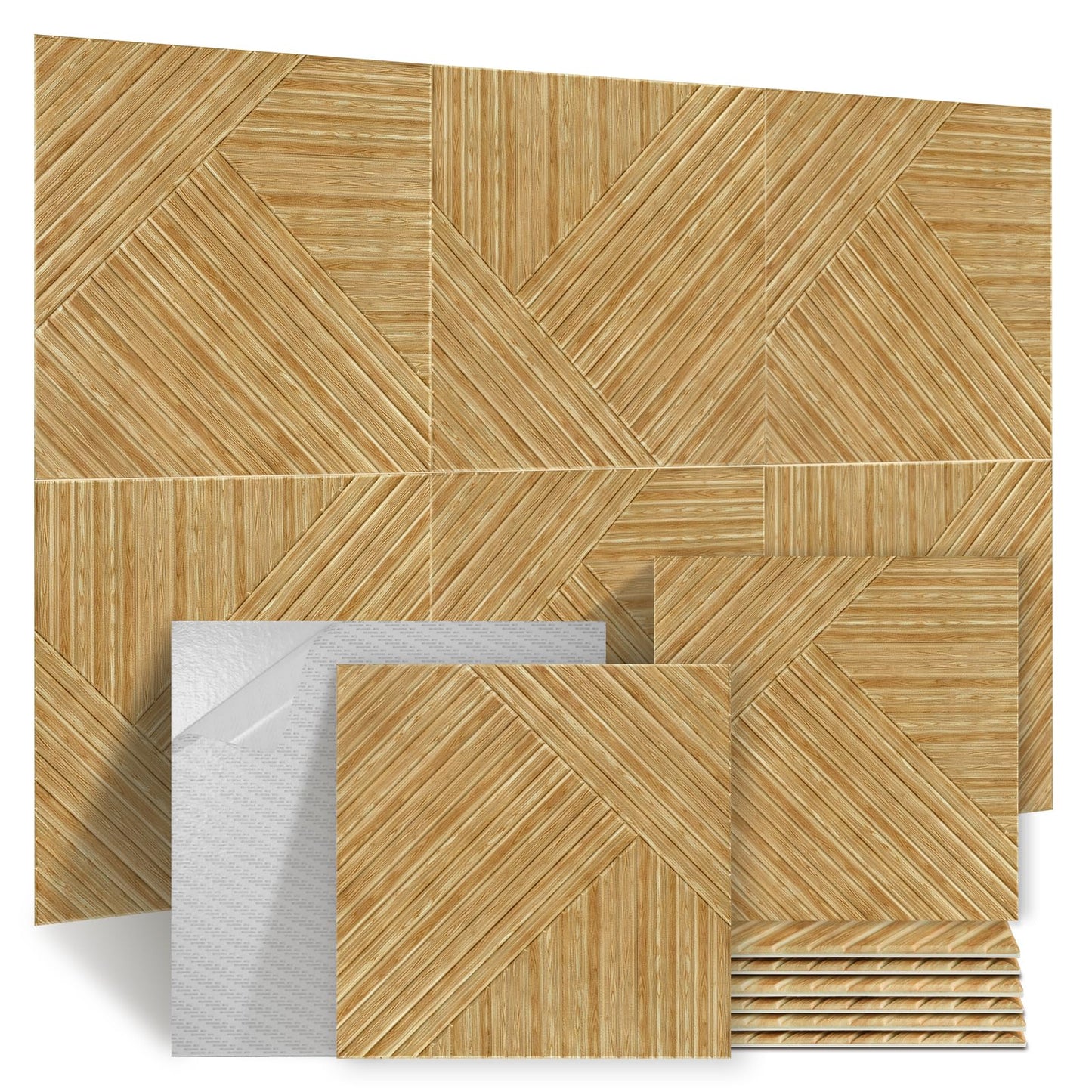 Foritrue Acoustic Panels, 6 Pack 23.6" x 23.6"x 0.4" Soundproof Wall Panels, Decorative Acoustic Wall Panels, Self-Adhesive Sound Absorbing Panels for Home, Office, Studio, UV Printing Wood-Pattem (B)