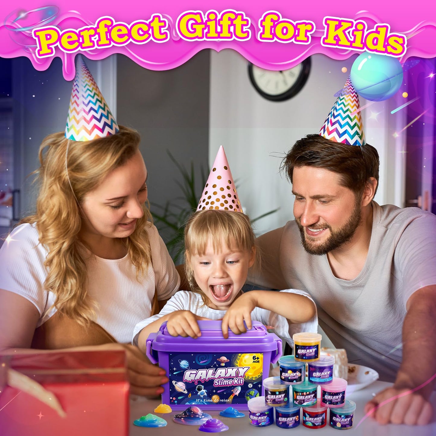 Slime Kit,decked Galaxy Slime Kit for Girls 6-12 Butter Glow Slime for Kids Age 6-10 Galaxy Slime for Kids DIY Toy for 6-8 Year Old Girls Easter Gifts for 6-12 Year Old Girl