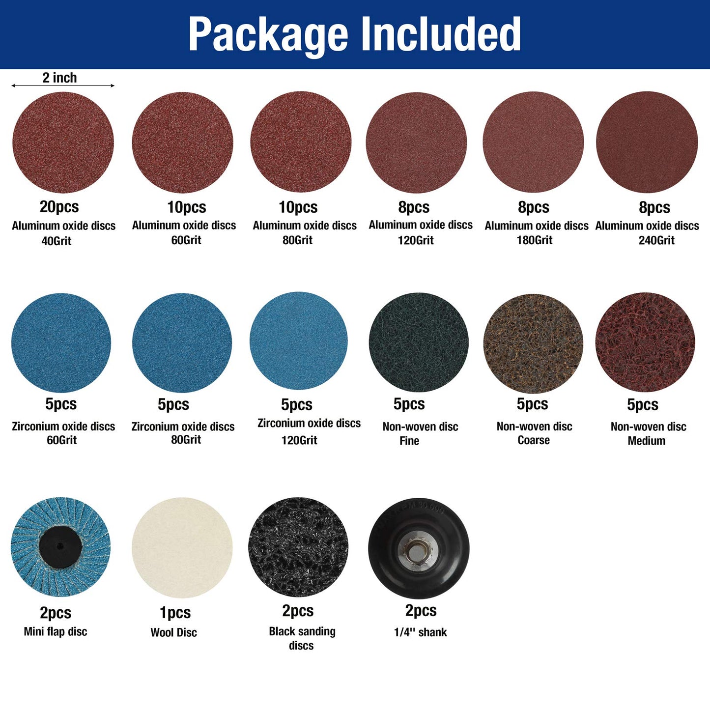 WORKPRO 101Pcs Quick Change Sanding Discs Set, 2 inches Sanding Discs with 1/4 inch Holder, Surface Conditioning Discs for Die Grinder Surface Prep Strip Grind Polish Burr Finish Rust Paint Removal