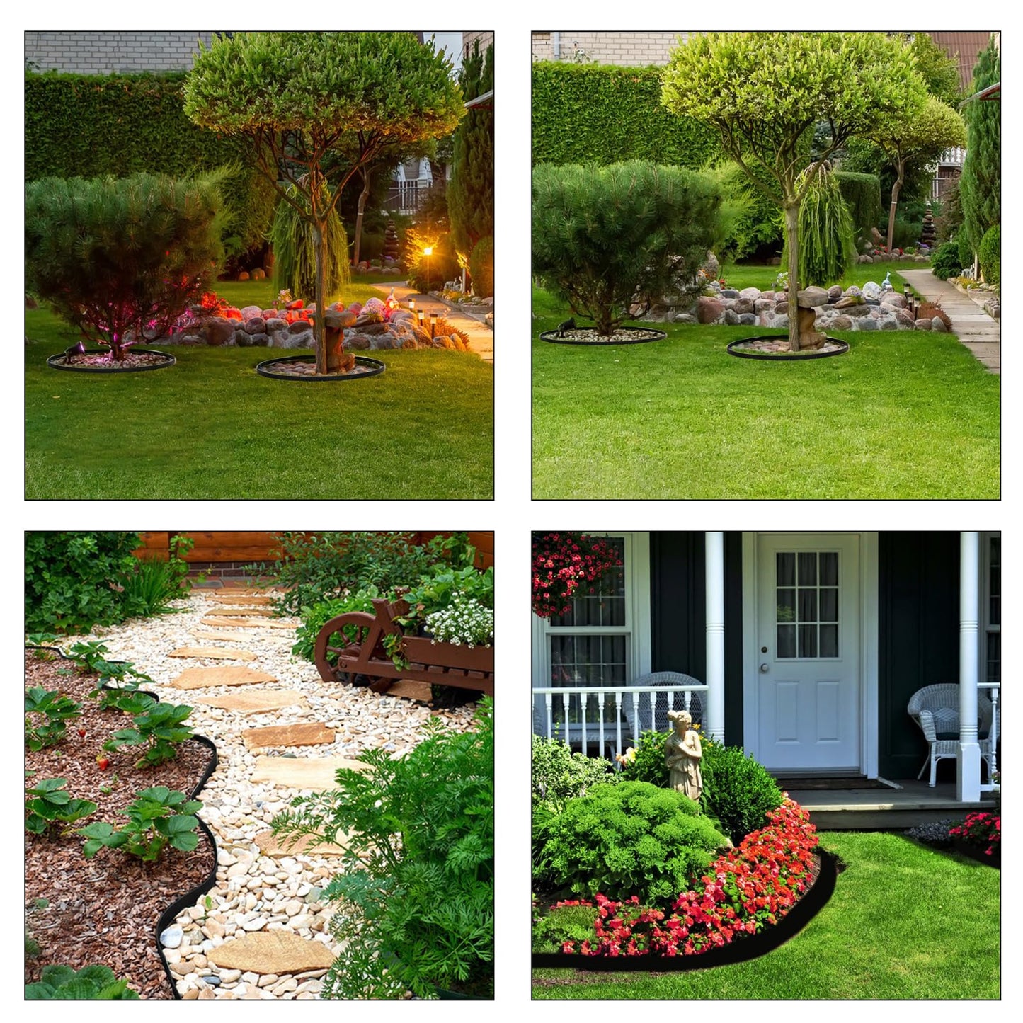 Garden Edging 33FT, 2IN Tall Landscape Edging Borders, Flexible Lawn Edging Kit Plastic Garden Edge Roll with 30pcs Spikes for Flower Beds Surrounds, Paver Edging, Grass, Yard, Black