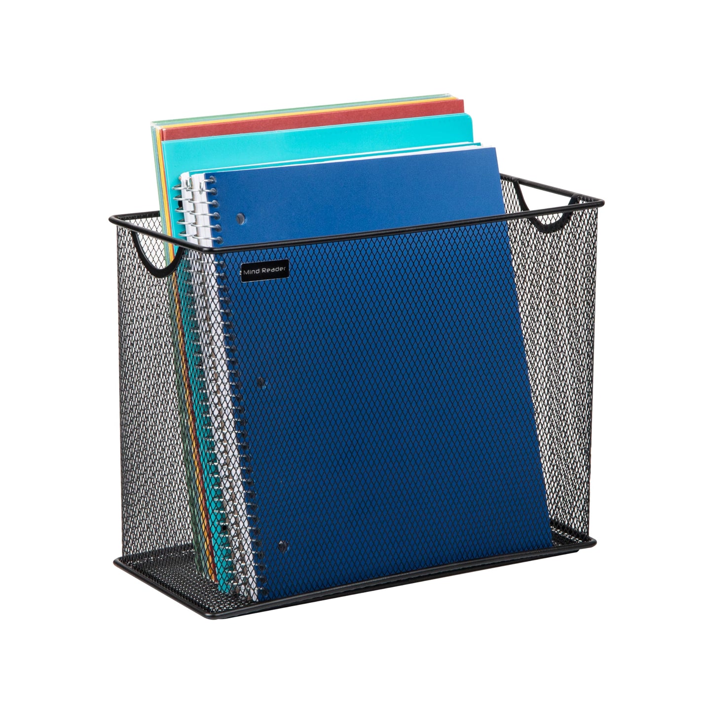 Mind Reader Network Collection, Vertical File Storage Basket, Letter Size, Hanging Files or Folders and Magazines, Desktop Organizer, Metal Mesh, Black 12.25 x 5.5 x 10